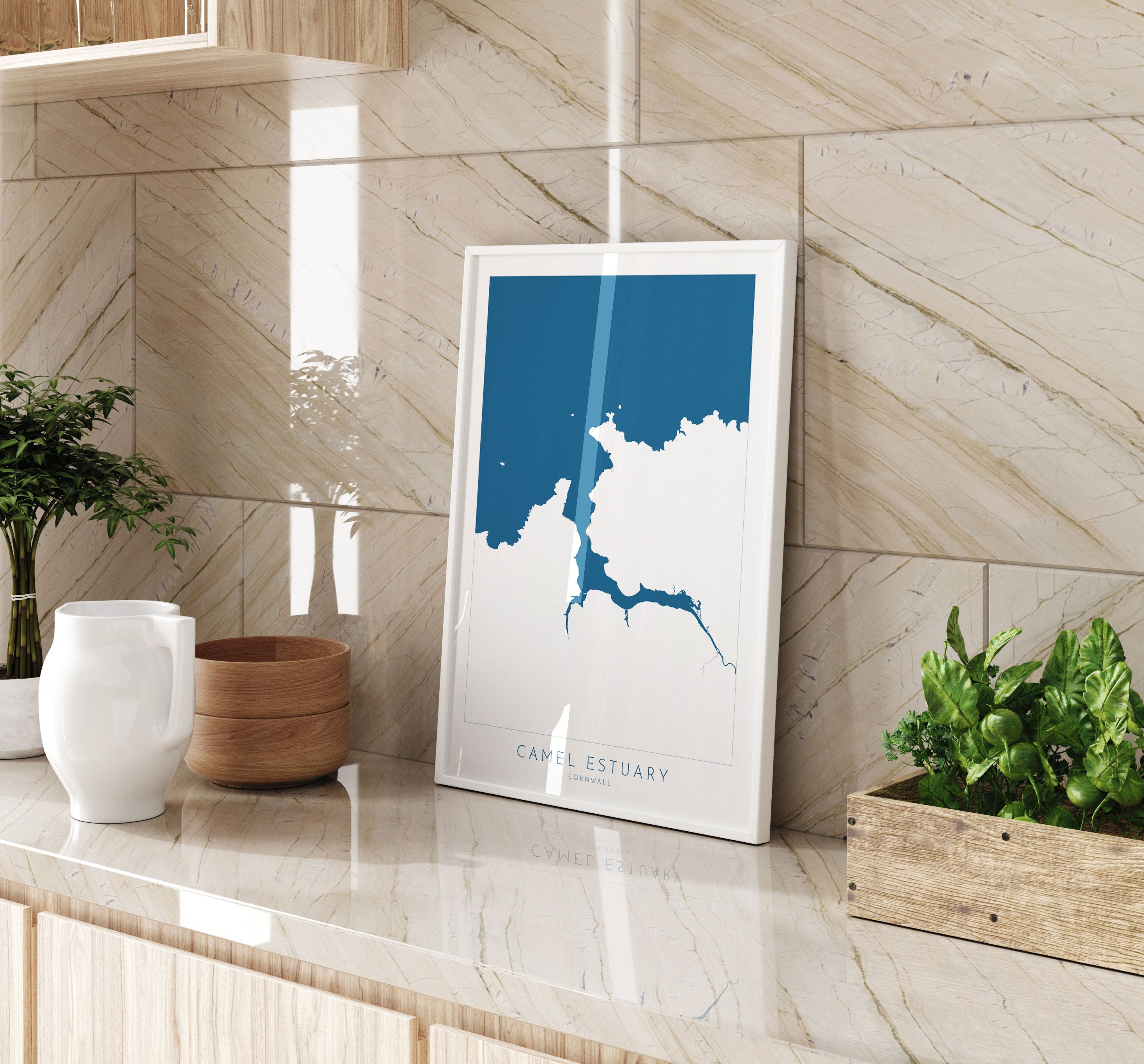 Camel Estuary Map Art - North Cornwall Map, Padstow Map Art, Rock Beach Cornwall, Wadebridge Wall Art, River Art, Polzeath Poster, River Map