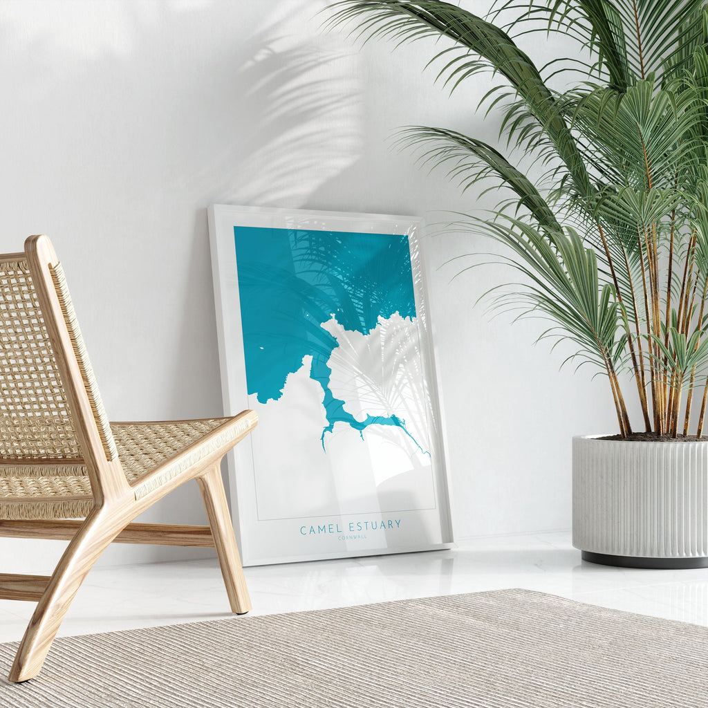 Camel Estuary Map Art - North Cornwall Map, Padstow Map Art, Rock Beach Cornwall, Wadebridge Wall Art, River Art, Polzeath Poster, River Map