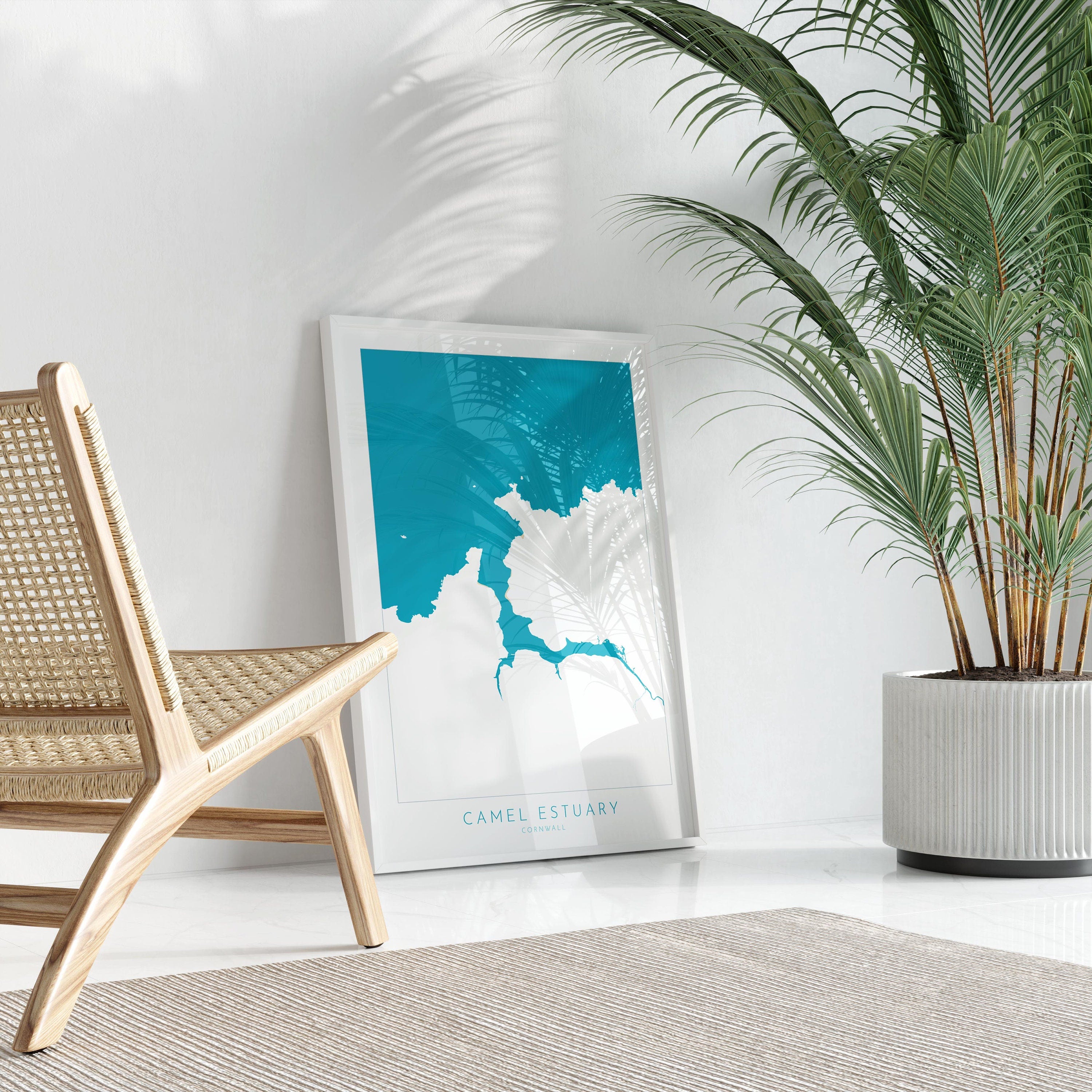 Camel Estuary Map Art - North Cornwall Map, Padstow Map Art, Rock Beach Cornwall, Wadebridge Wall Art, River Art, Polzeath Poster, River Map