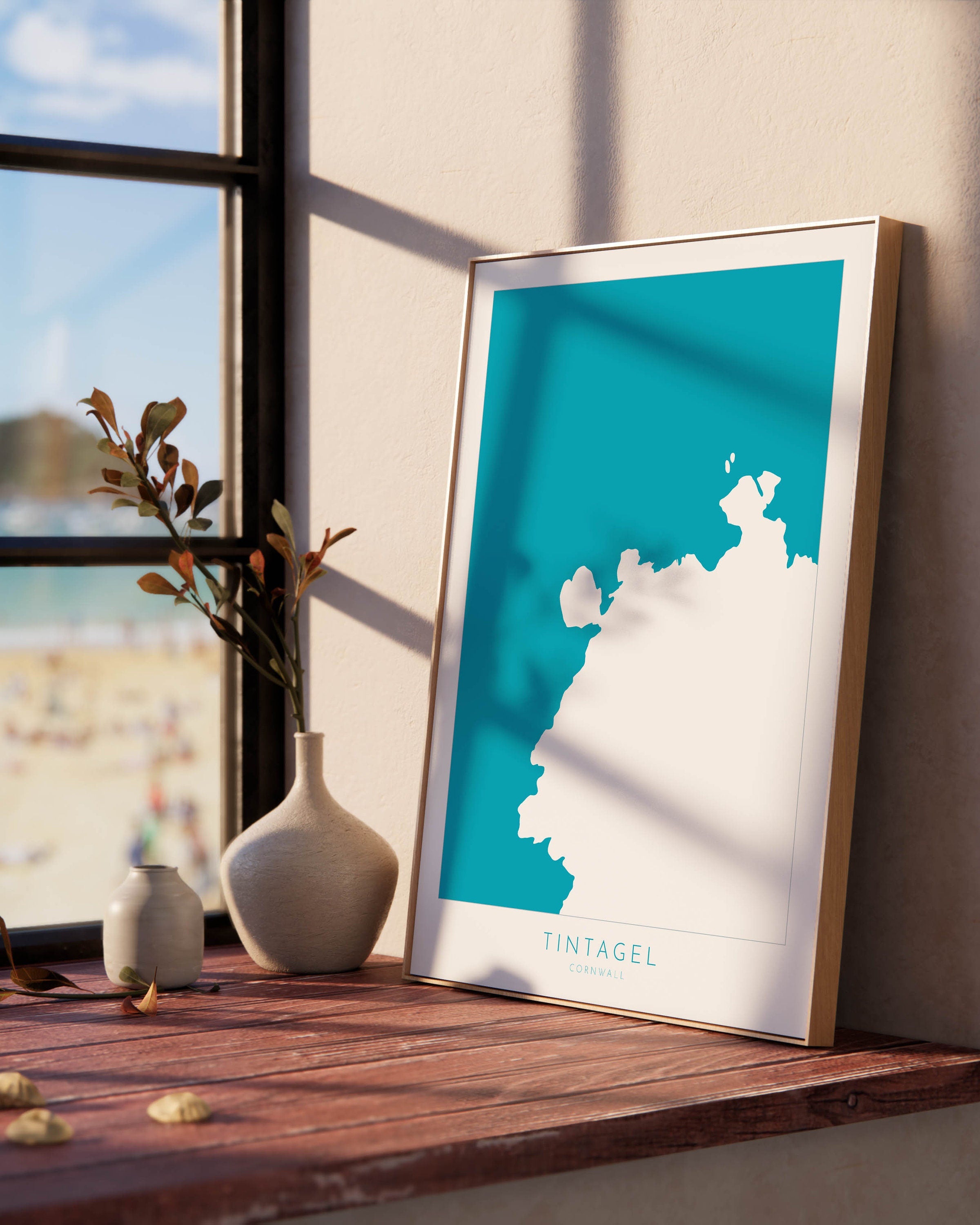 Tintagel Map Art - North Cornwall Map, Tintagel Castle Print Cornwall, Tintagel Wall Art, Cornish Coast Map, Tintagel Poster, Coastal Art