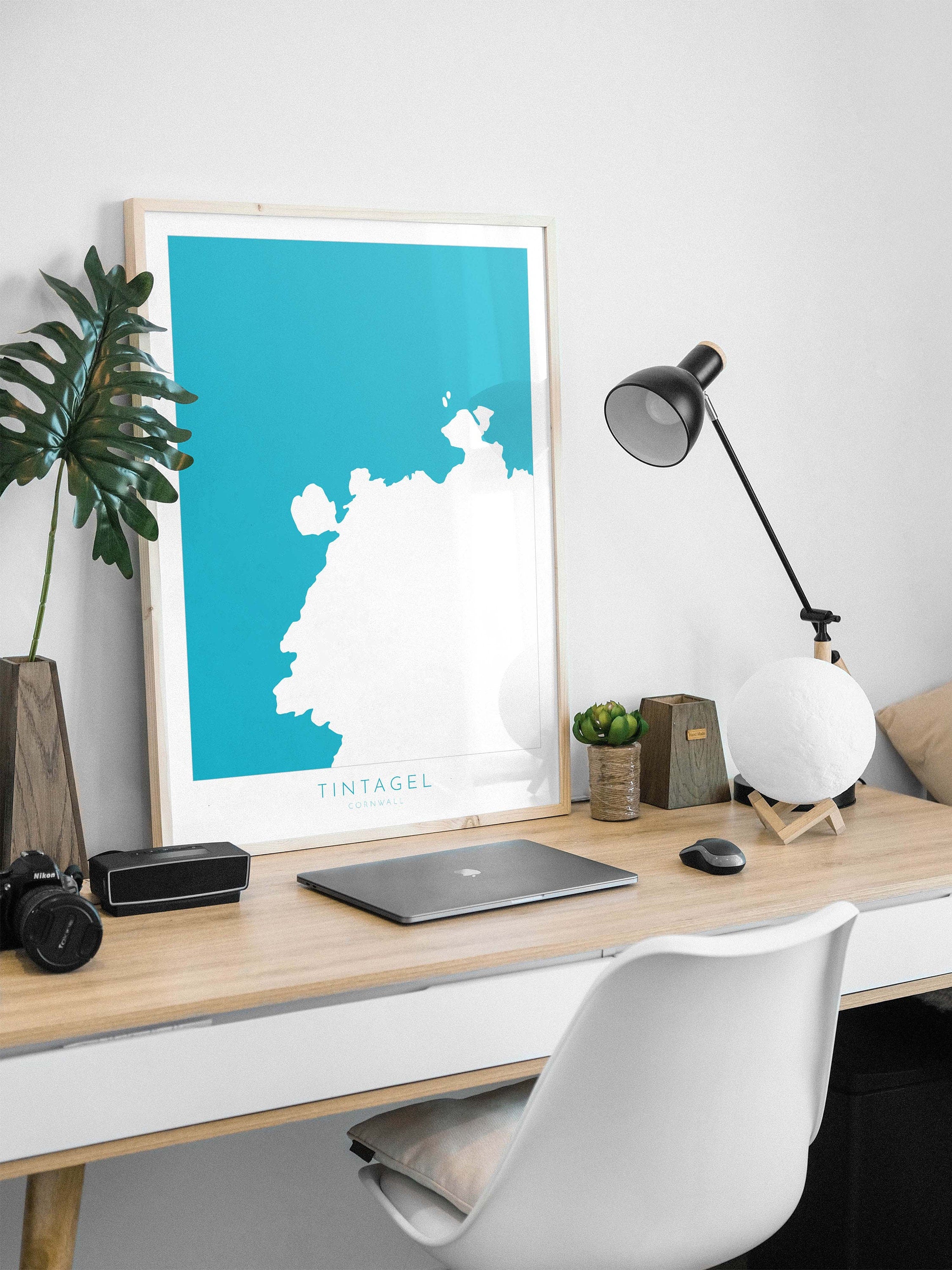 Tintagel Map Art - North Cornwall Map, Tintagel Castle Print Cornwall, Tintagel Wall Art, Cornish Coast Map, Tintagel Poster, Coastal Art