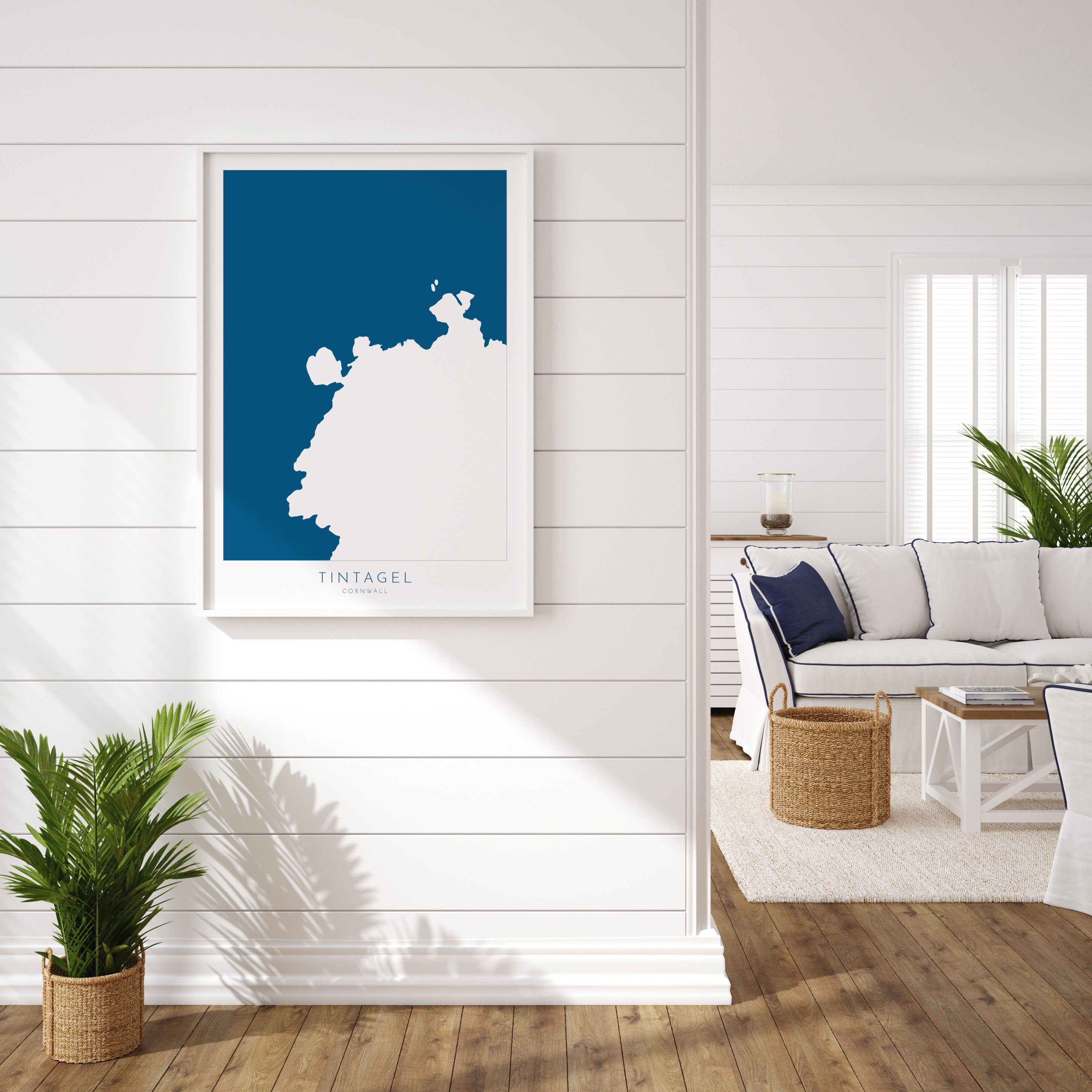 Tintagel Map Art - North Cornwall Map, Tintagel Castle Print Cornwall, Tintagel Wall Art, Cornish Coast Map, Tintagel Poster, Coastal Art