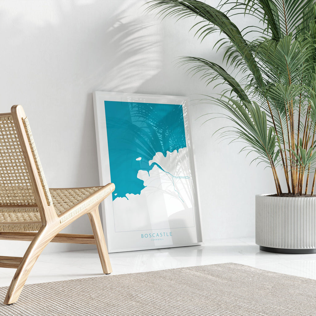 Boscastle Map Art - Cornwall Map, Boscastle Print Cornwall, River Map, Boscastle Harbour, Cornish Coast Map, Boscastle Art, Coastal Art