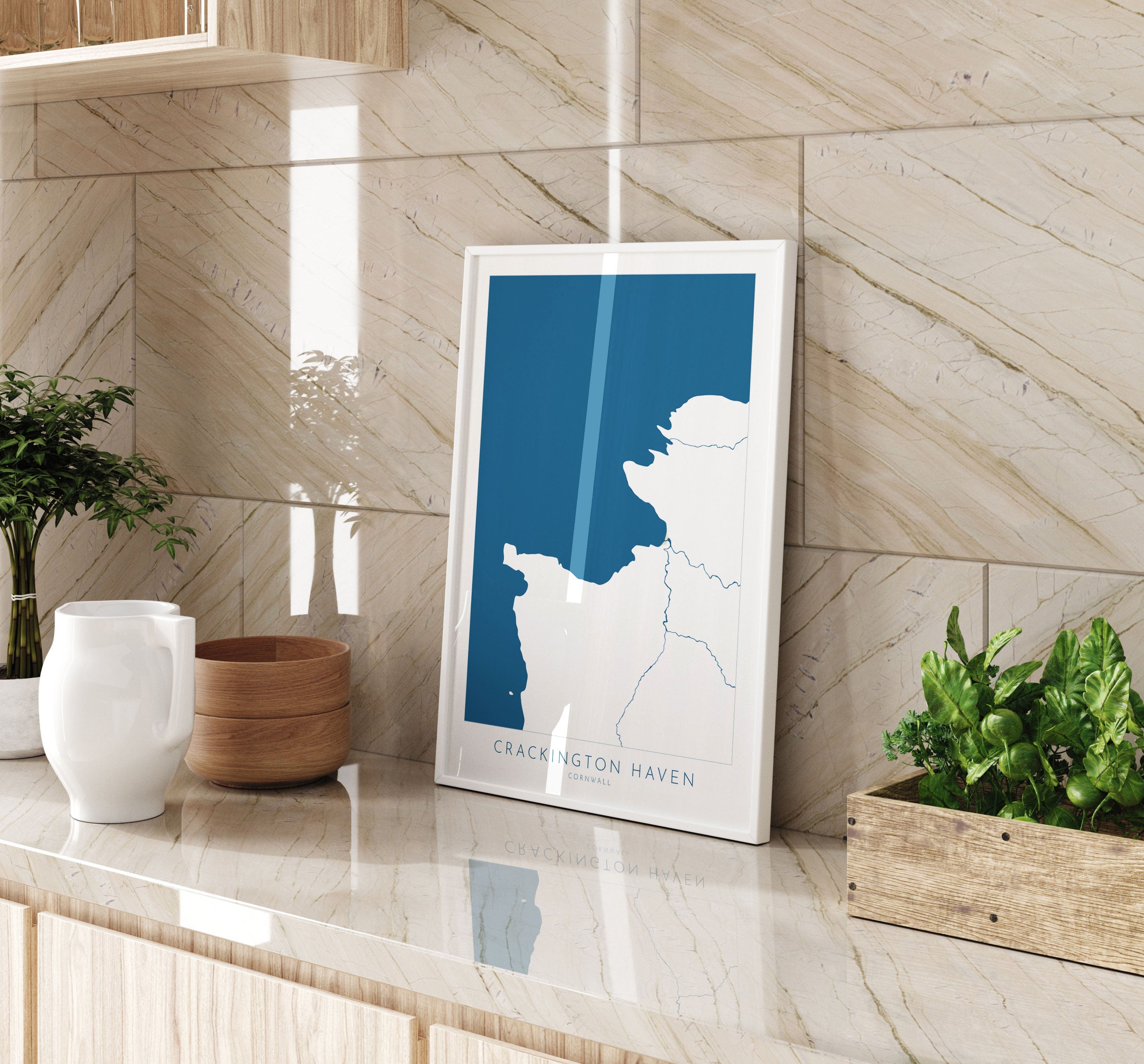 Crackington Haven Map Art - Cornwall Map, Crackington Haven Print, Crackington Haven Beach Art, Cornish Coast Map, Cornwall Coastal Art