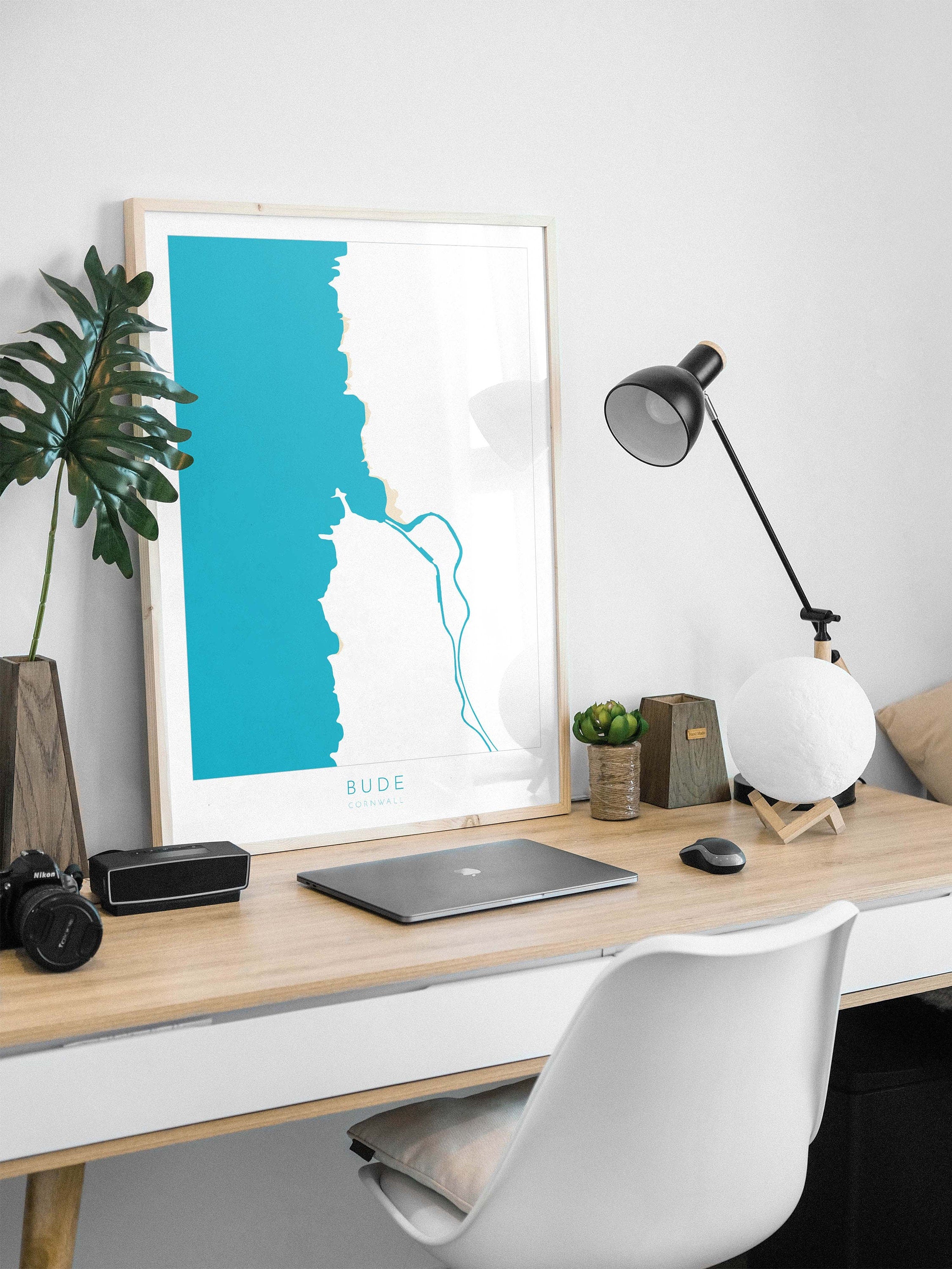 Bude Map Art - Cornwall Map, Bude Art Print, Bude Beach Art, Cornish Coast Map, Cornwall Coastal Art, Summerleaze Beach, River Neet, Strat