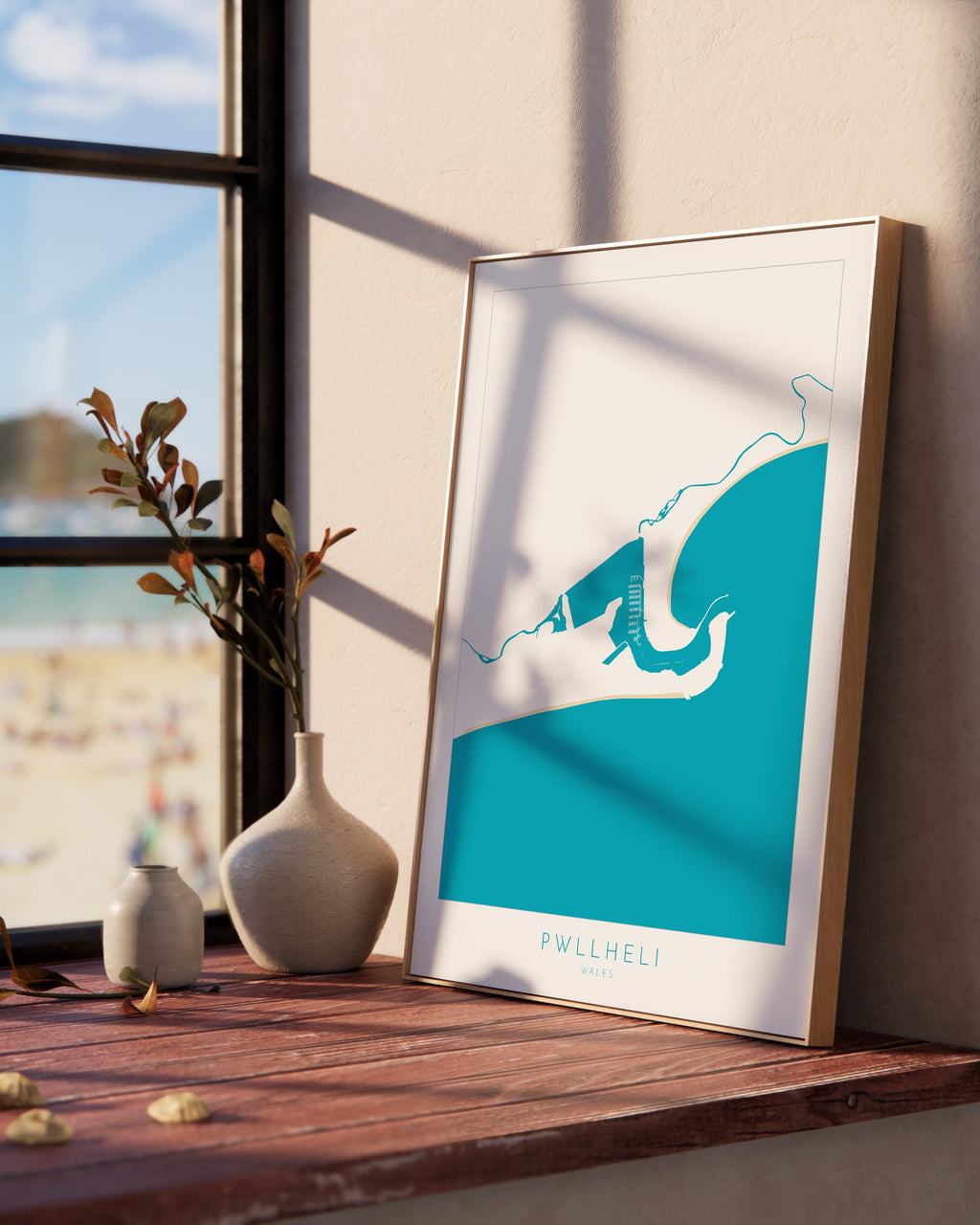 Pwllheli Map Art - Wales Map, Pwllheli Art Print, Pwllheli Beach Print, Wales Coast Map, Wales Art, Pwllheli Print, Llŷn Peninsula Map