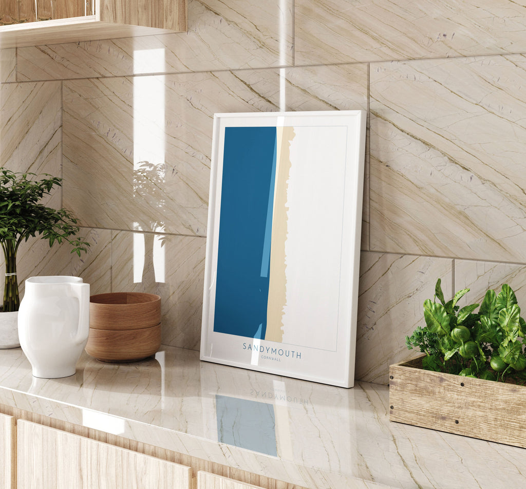 Sandymouth Bay Map Art- Cornwall Map, Sandymouth Beach Art Print, Bude Map Cornwall, Bude Beach Art, Cornish Coast Map, North Cornwall Print