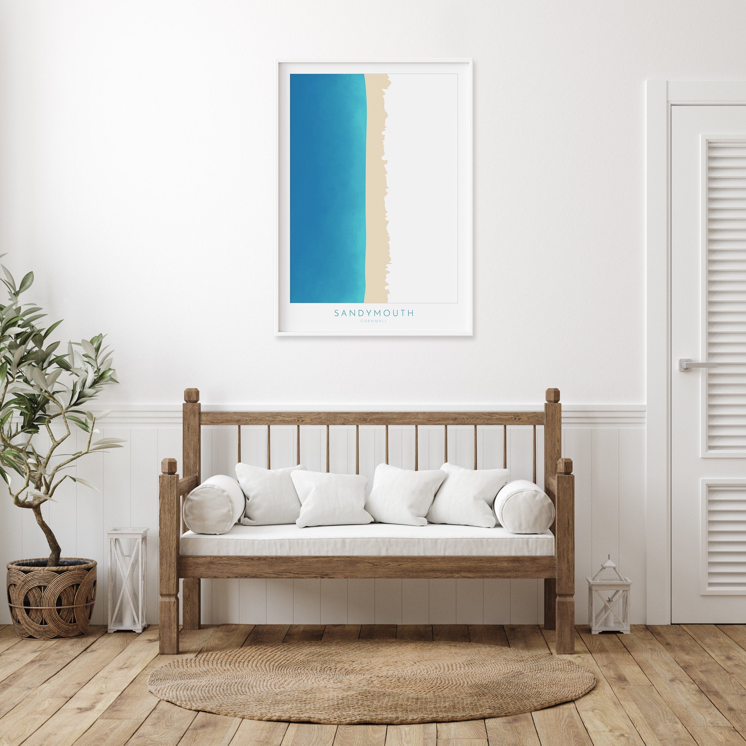 Sandymouth Bay Map Art- Cornwall Map, Sandymouth Beach Art Print, Bude Map Cornwall, Bude Beach Art, Cornish Coast Map, North Cornwall Print