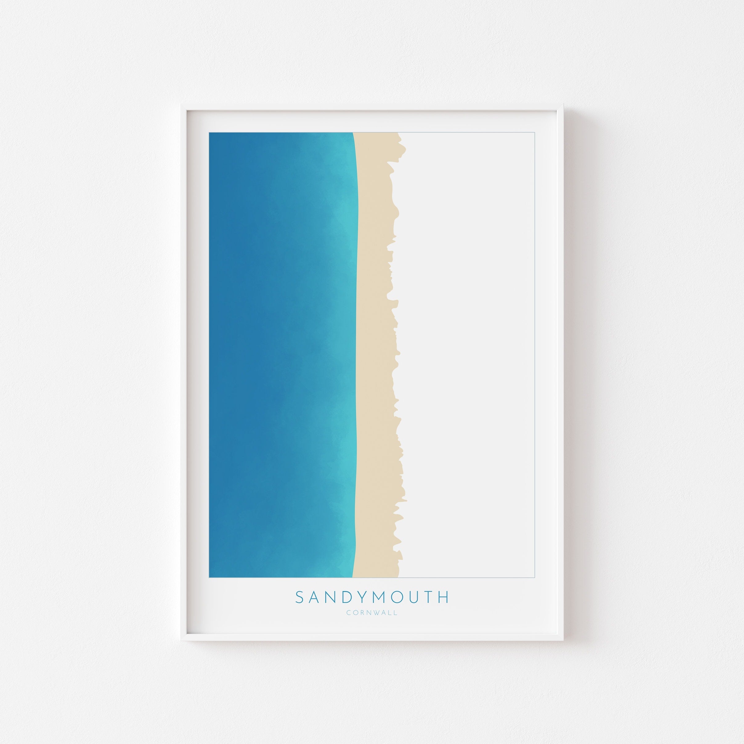 Sandymouth Bay Map Art- Cornwall Map, Sandymouth Beach Art Print, Bude Map Cornwall, Bude Beach Art, Cornish Coast Map, North Cornwall Print