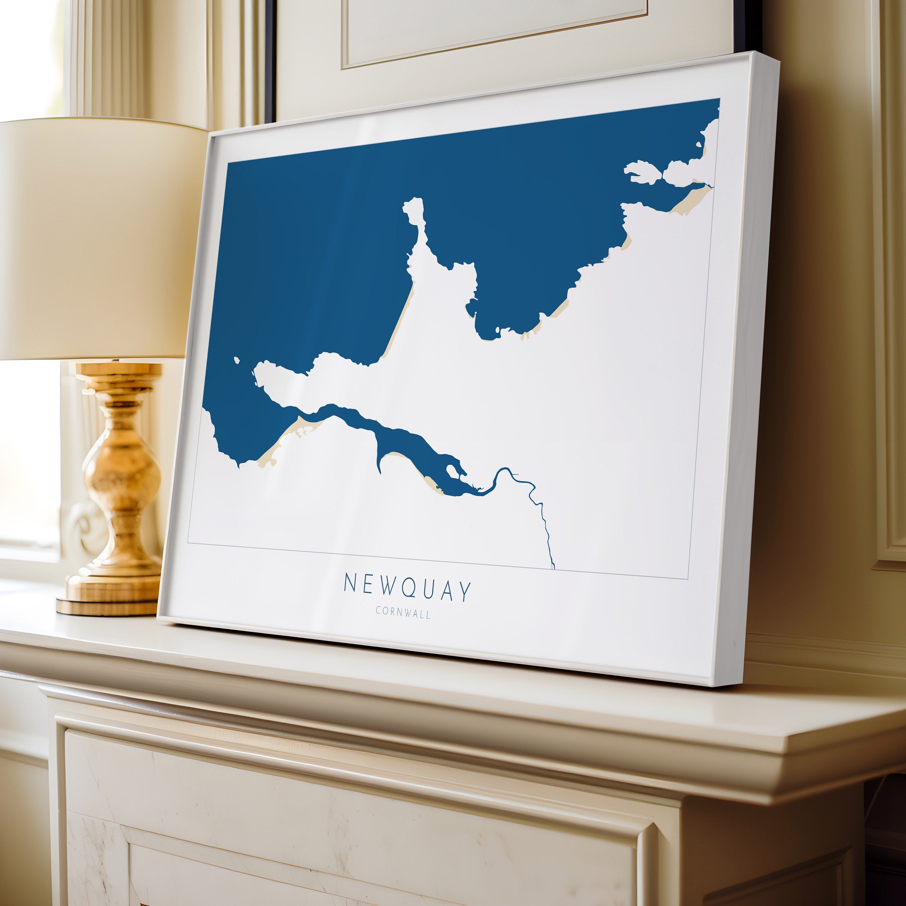 Newquay Art - Newquay Map, The Gannel Map Art, Cornwall Art, Newquay Print, Beach Art, Fistral Beach Poster, Lusty Glaze Cornwall