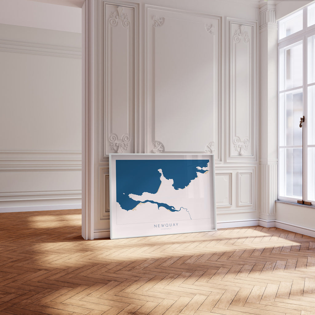 Newquay Art - Newquay Map, The Gannel Map Art, Cornwall Art, Newquay Print, Beach Art, Fistral Beach Poster, Lusty Glaze Cornwall