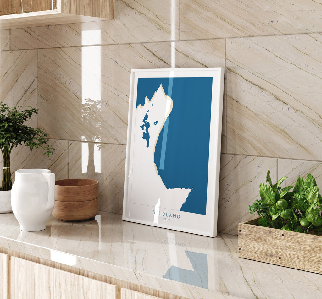 Studland Map Art - Dorset Map, Studland Beach Print, Studland Art Print, Jurassic Coast Map Dorset, Studland Bay Map, Dorset Art, UK Coast