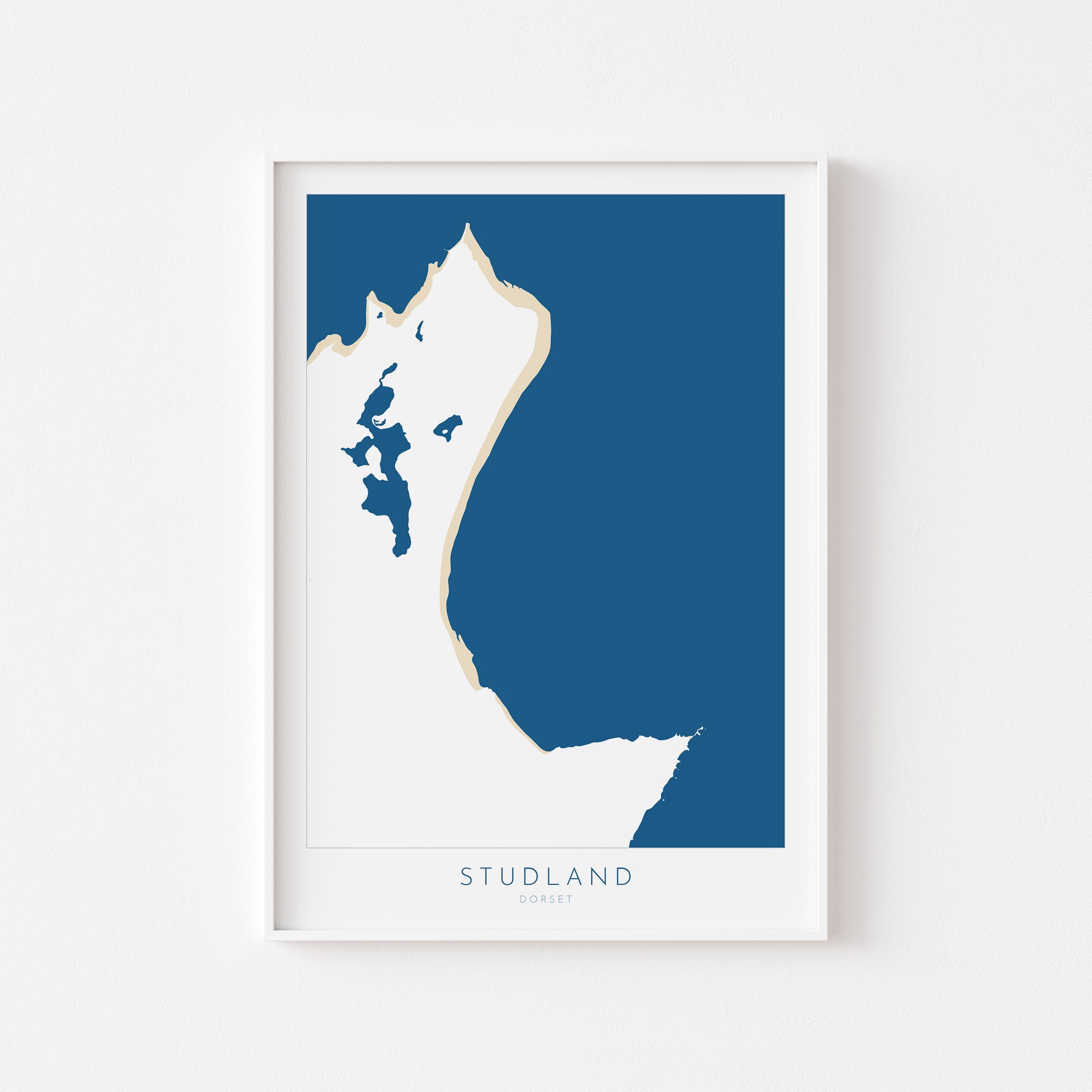 Studland Map Art - Dorset Map, Studland Beach Print, Studland Art Print, Jurassic Coast Map Dorset, Studland Bay Map, Dorset Art, UK Coast