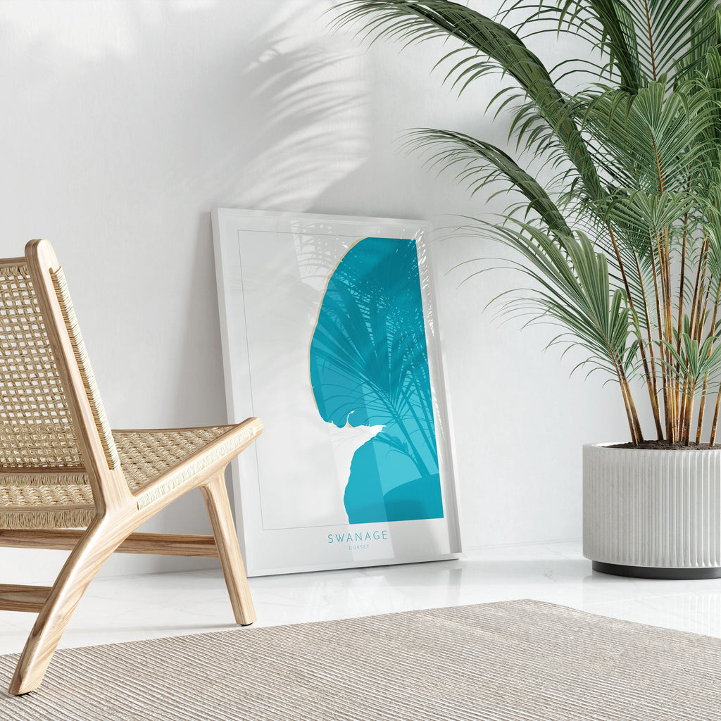 Swanage Map Art - Dorset Map, Swanage Beach Print, Swanage Art Print, Jurassic Coast Map Dorset, Swanage Bay Map, Dorset Coast Art