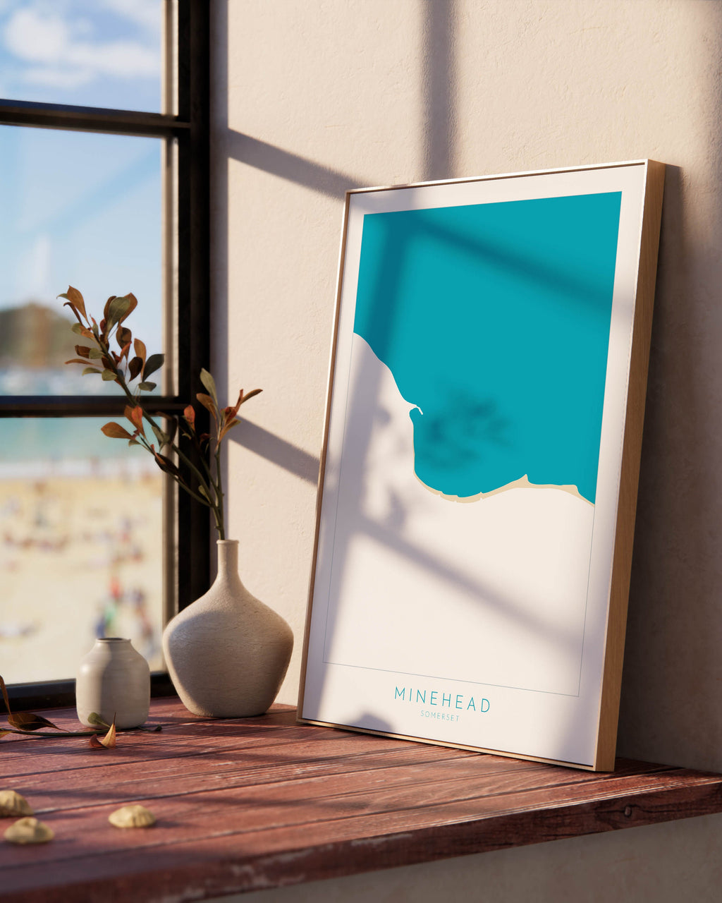 Minehead Map Art - Minehead Somerset Map, Minehead Beach Print, Minehead Art Print, Somerset Art, UK Coast, Coastal Art, Beach Art UK