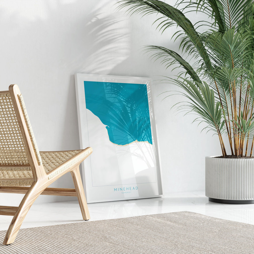 Minehead Map Art - Minehead Somerset Map, Minehead Beach Print, Minehead Art Print, Somerset Art, UK Coast, Coastal Art, Beach Art UK