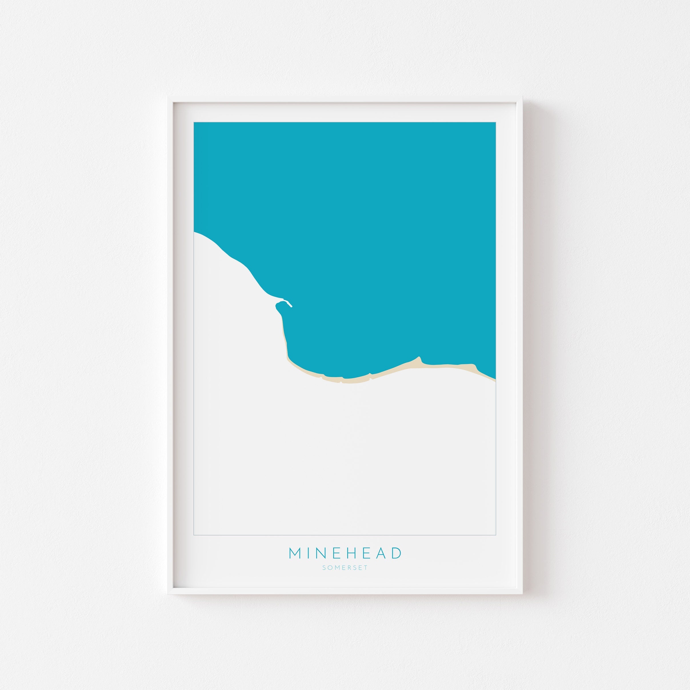 Minehead Map Art - Minehead Somerset Map, Minehead Beach Print, Minehead Art Print, Somerset Art, UK Coast, Coastal Art, Beach Art UK
