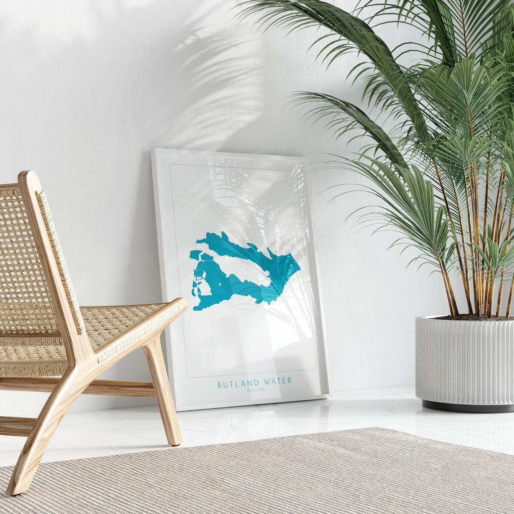 Rutland Map Art - Rutland Water Map, Rutland Water Print, Rutland Art Print, Rutland Art, Oakham Map, Hableton, Normanton Map, Edith Weston