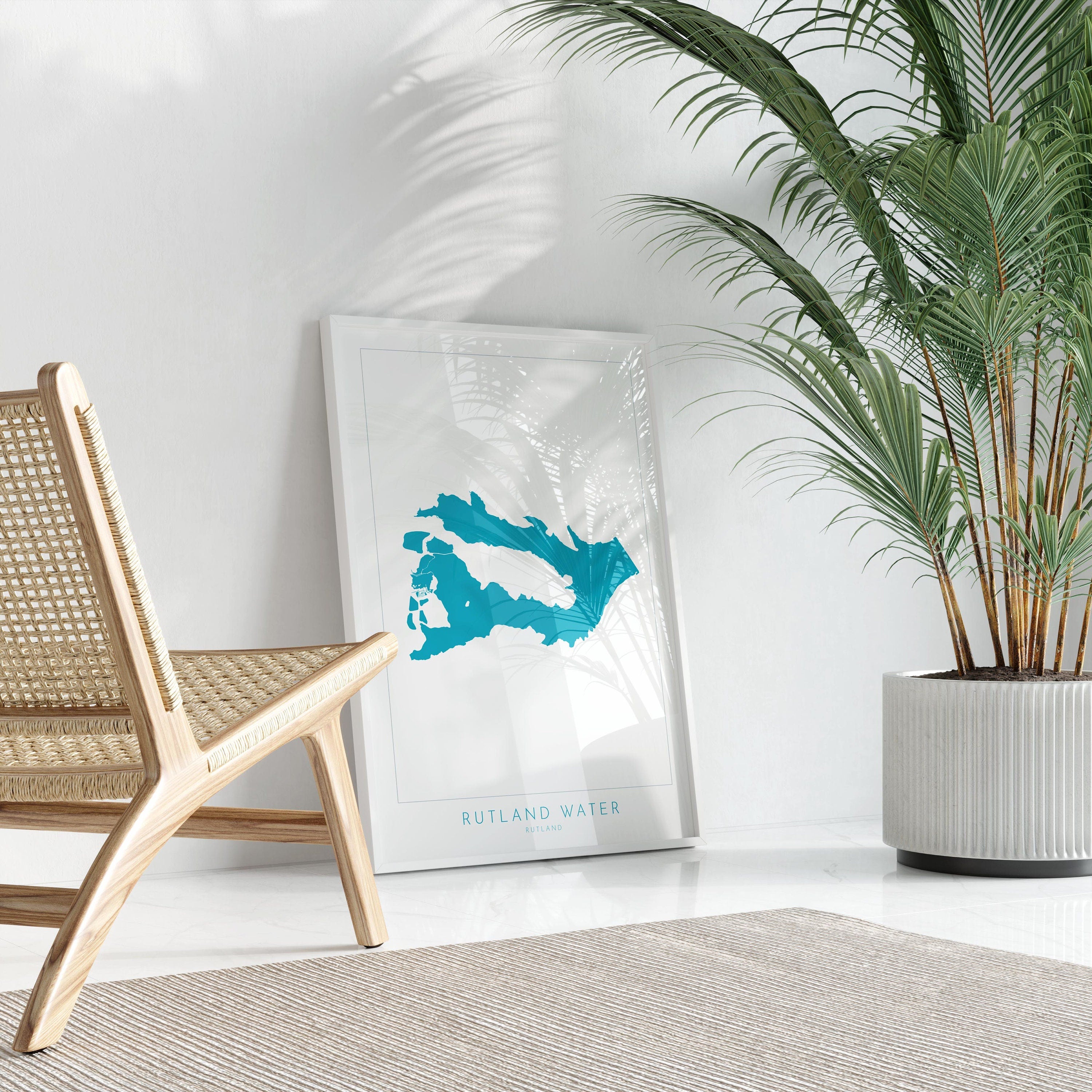 Rutland Map Art - Rutland Water Map, Rutland Water Print, Rutland Art Print, Rutland Art, Oakham Map, Hableton, Normanton Map, Edith Weston