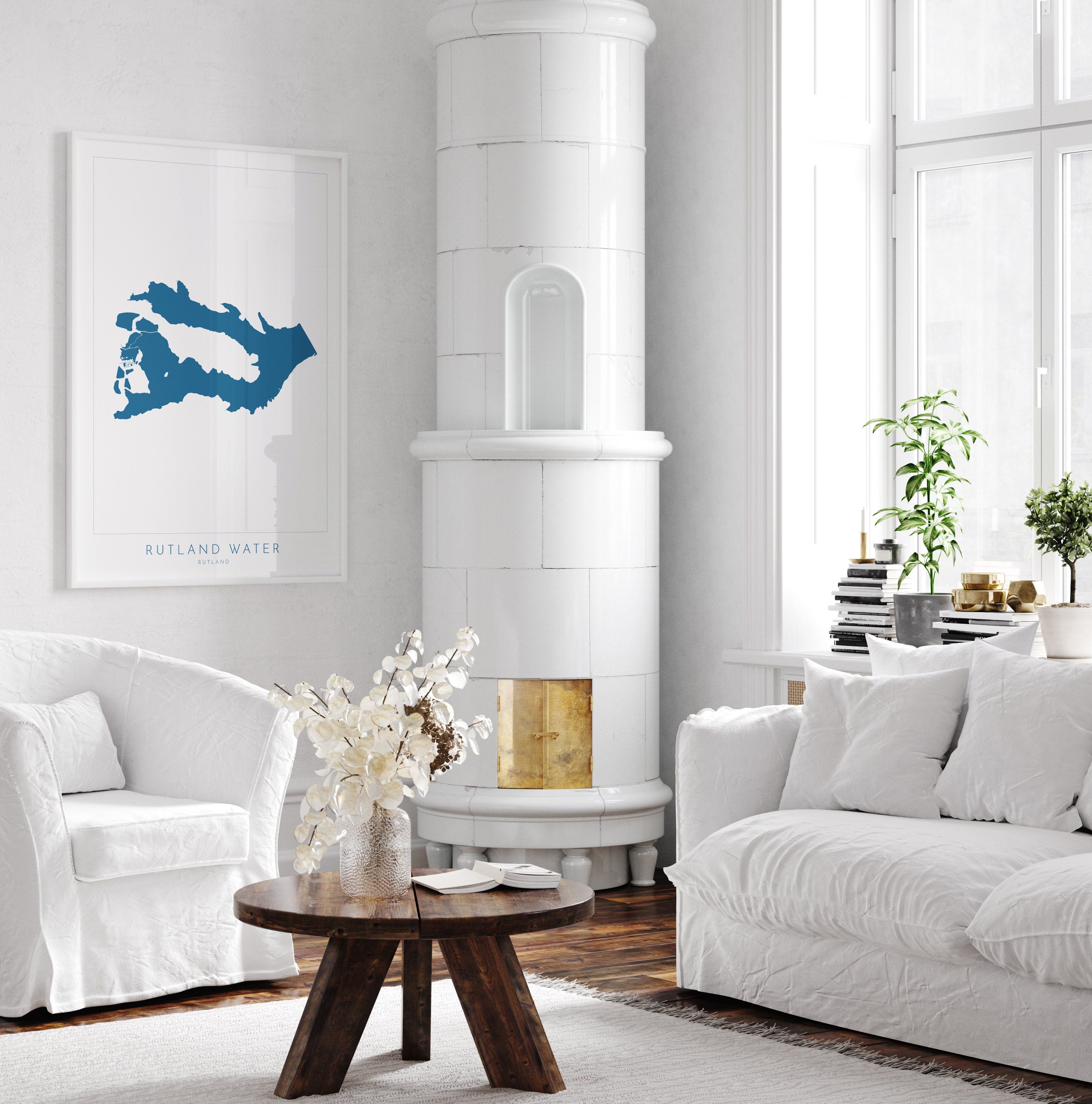 Rutland Map Art - Rutland Water Map, Rutland Water Print, Rutland Art Print, Rutland Art, Oakham Map, Hableton, Normanton Map, Edith Weston