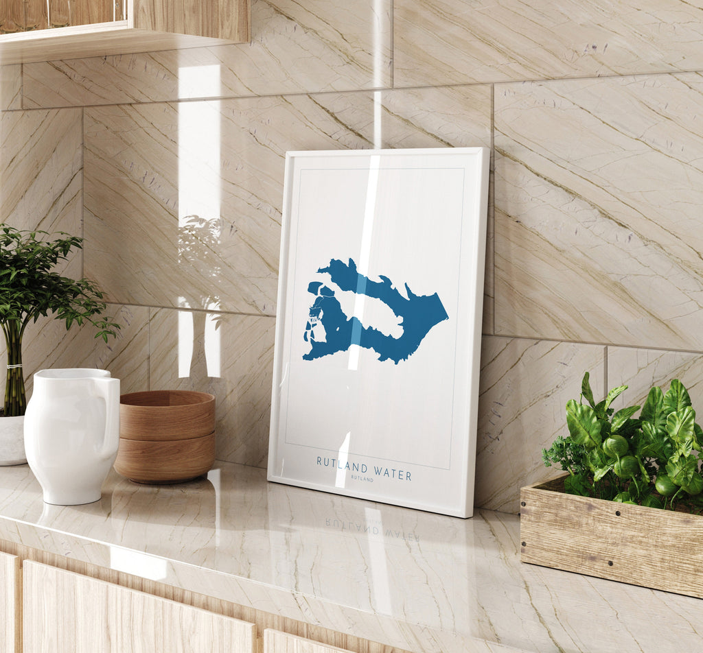 Rutland Map Art - Rutland Water Map, Rutland Water Print, Rutland Art Print, Rutland Art, Oakham Map, Hableton, Normanton Map, Edith Weston