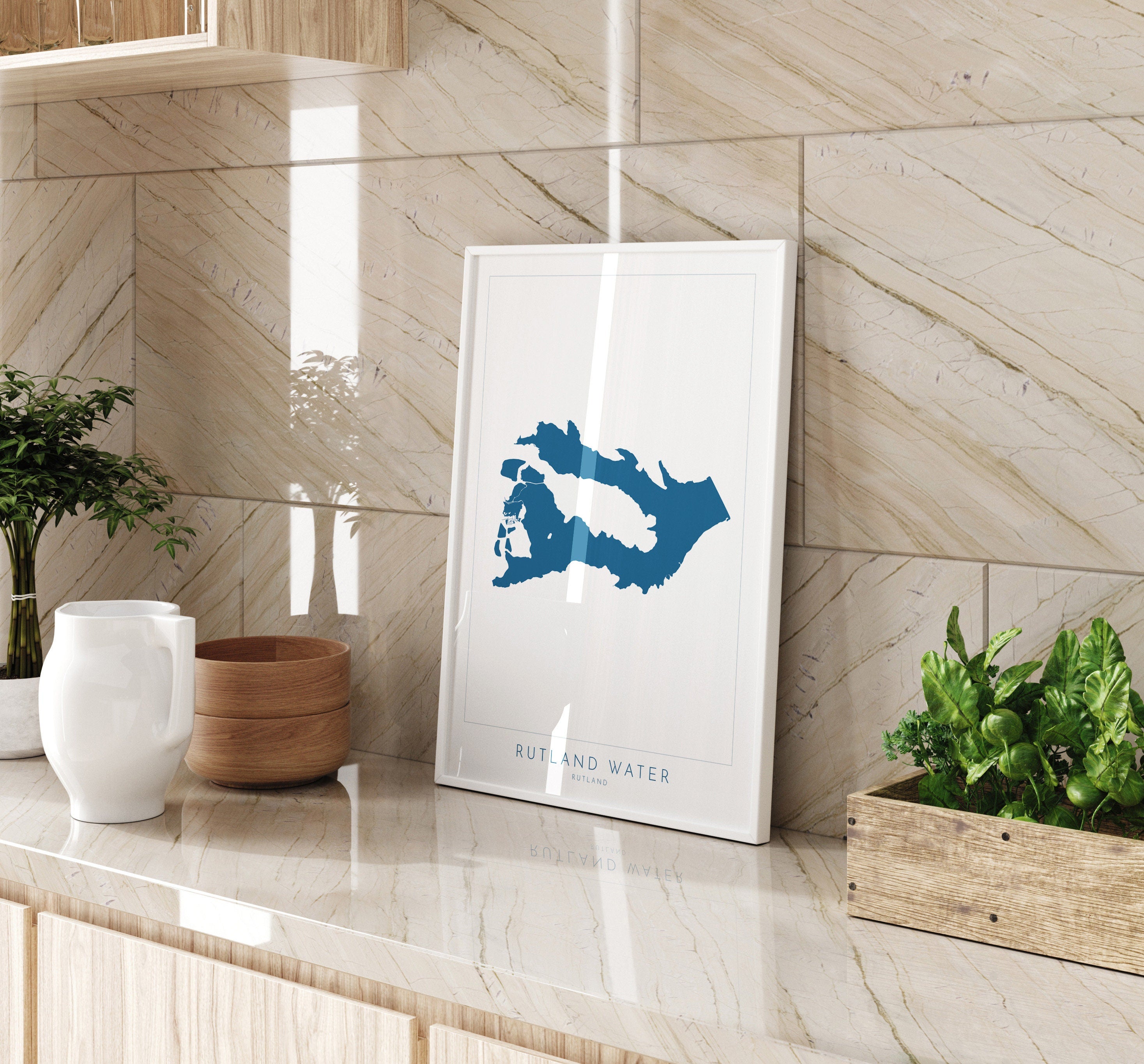 Rutland Map Art - Rutland Water Map, Rutland Water Print, Rutland Art Print, Rutland Art, Oakham Map, Hableton, Normanton Map, Edith Weston