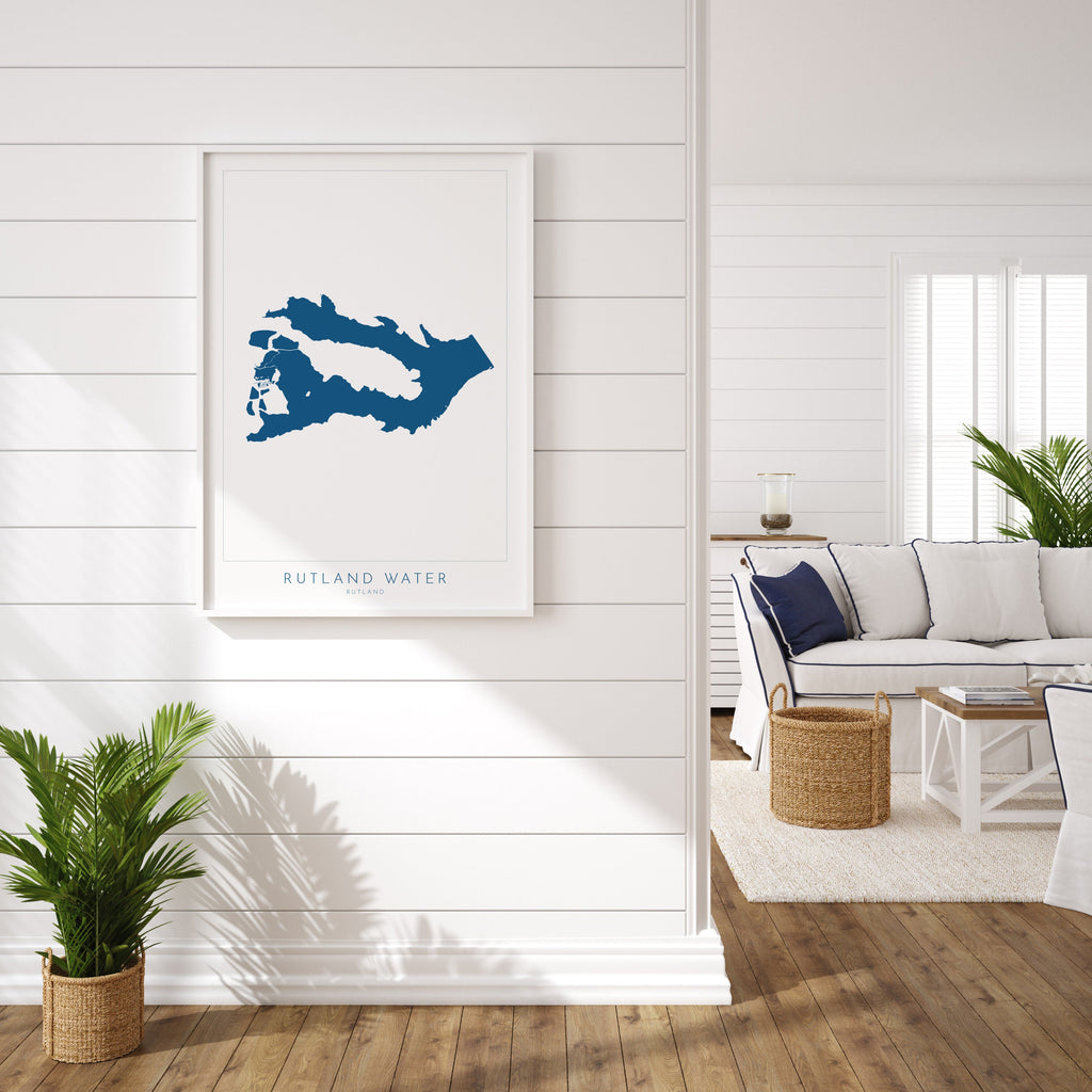 Rutland Map Art - Rutland Water Map, Rutland Water Print, Rutland Art Print, Rutland Art, Oakham Map, Hableton, Normanton Map, Edith Weston