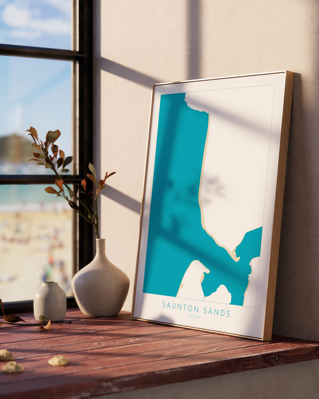 Saunton Sands Map Art - Saunton Sands Devon Map, Saunton Sands Beach Print, Saunton Sands Art Print, Devon Beach Art, North Devon Map Art