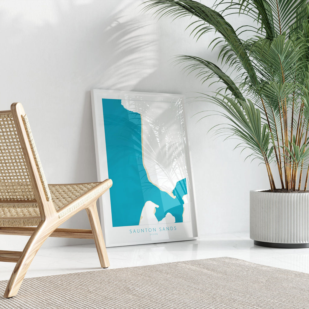 Saunton Sands Map Art - Saunton Sands Devon Map, Saunton Sands Beach Print, Saunton Sands Art Print, Devon Beach Art, North Devon Map Art