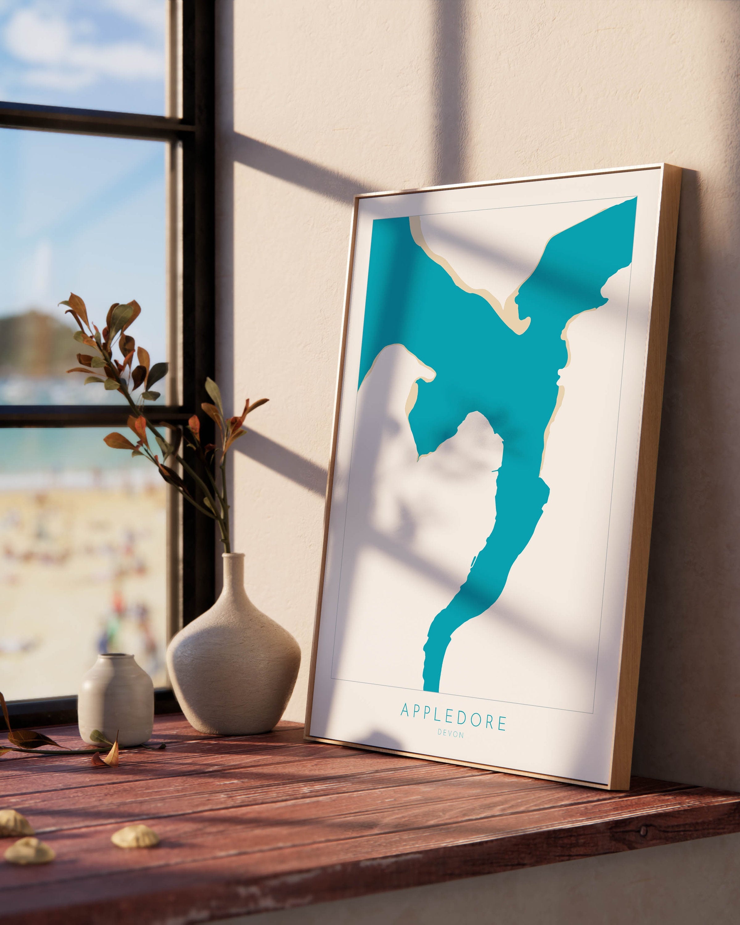 Appledore Map Art - Appledore Devon Map, Appledore Beach Print, Appledore Art Print, Devon Beach Art, North Devon Map Art, Devon Coastal Art