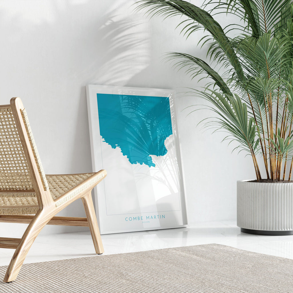 Combe Martin Map Art- Combe Martin Devon Map, North Devon Map Art, Combe Martin Beach, Combe Martin Art Print, Combe Martin Wall Art, Exmoor