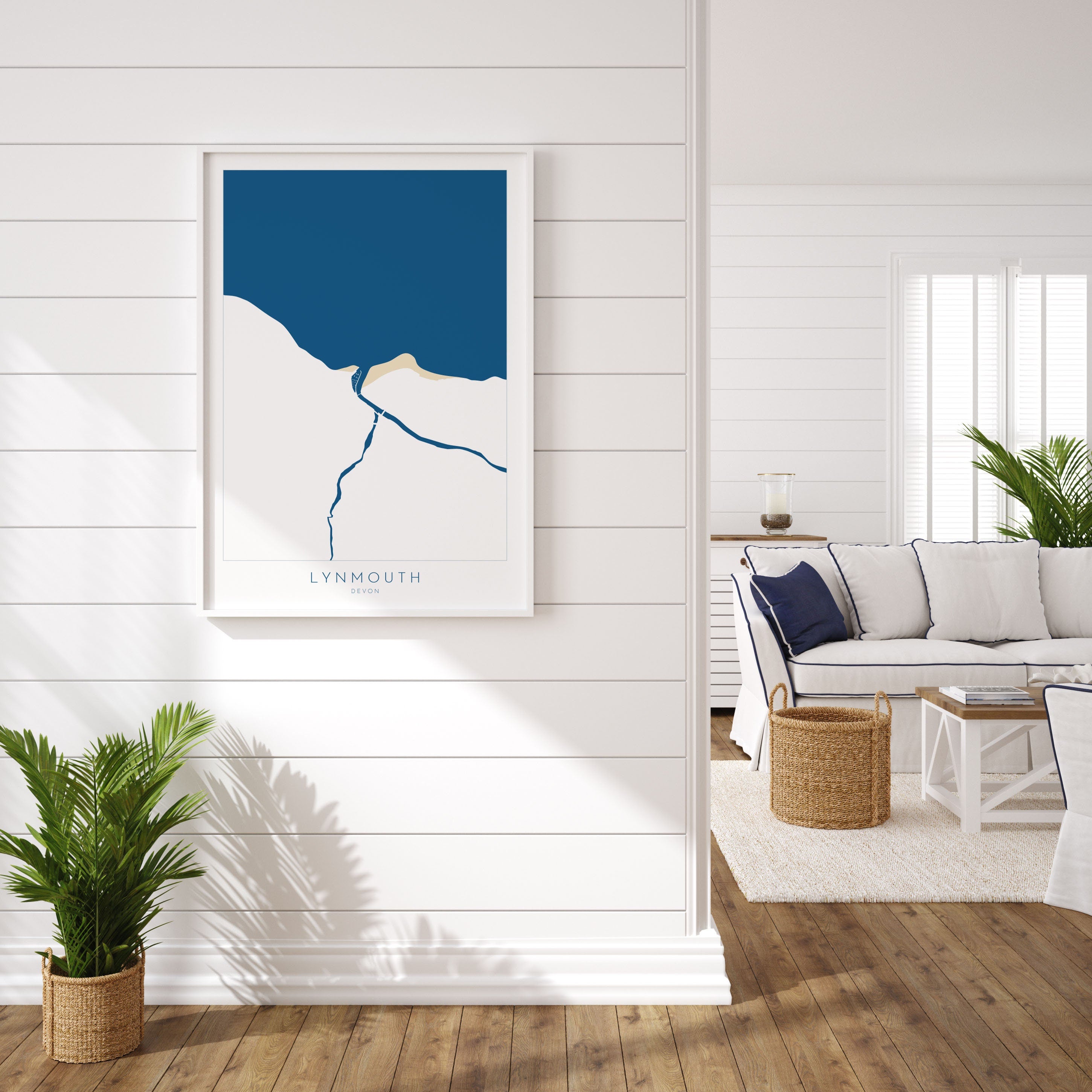 Lynmouth Map Art - Lynmouth Devon Map, North Devon Map Art, Lynmouth Beach, Exmoor Map Art, Lynton Wall Art, Devon River Art, Lynmouth Print