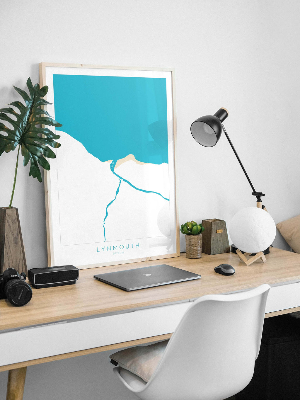 Lynmouth Map Art - Lynmouth Devon Map, North Devon Map Art, Lynmouth Beach, Exmoor Map Art, Lynton Wall Art, Devon River Art, Lynmouth Print