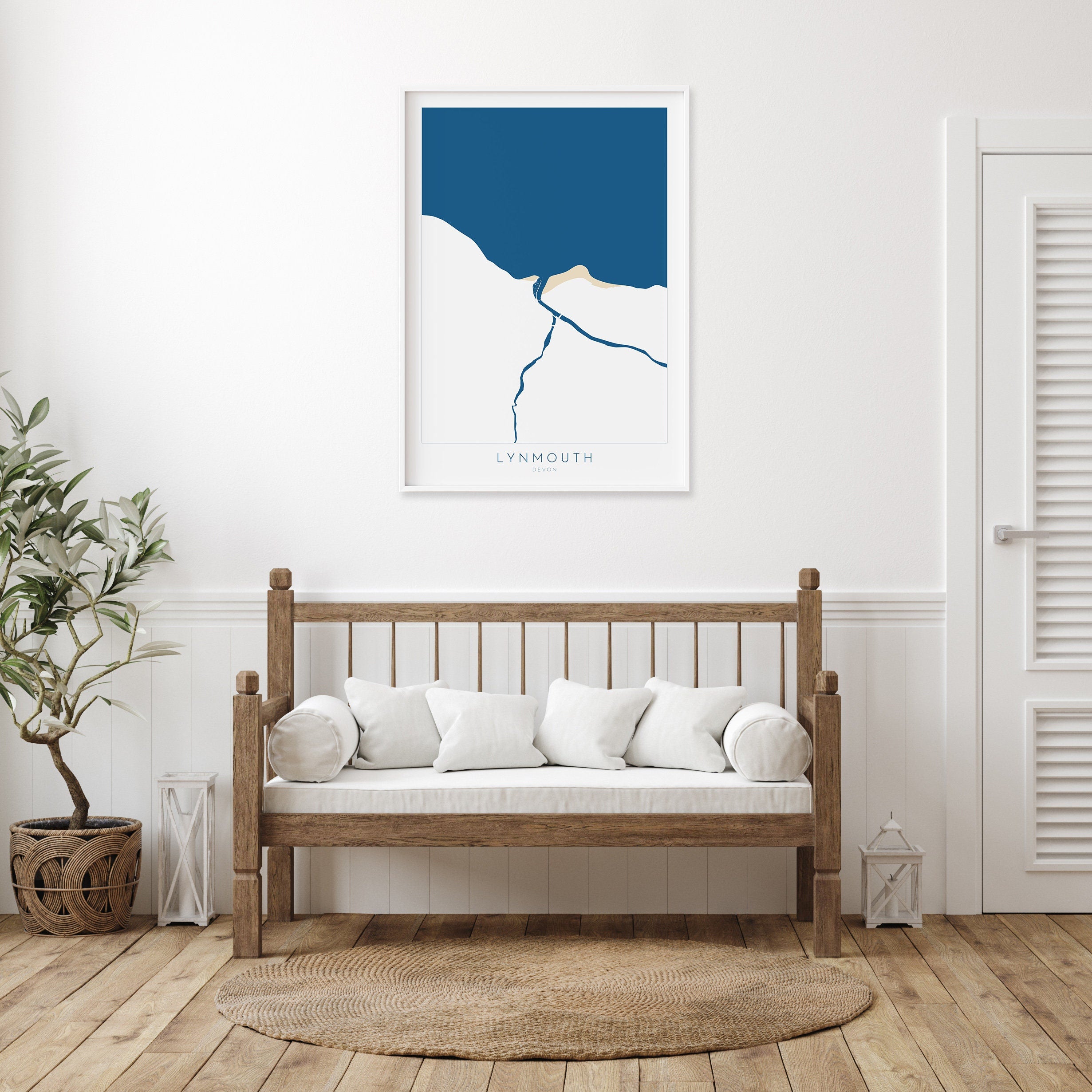 Lynmouth Map Art - Lynmouth Devon Map, North Devon Map Art, Lynmouth Beach, Exmoor Map Art, Lynton Wall Art, Devon River Art, Lynmouth Print