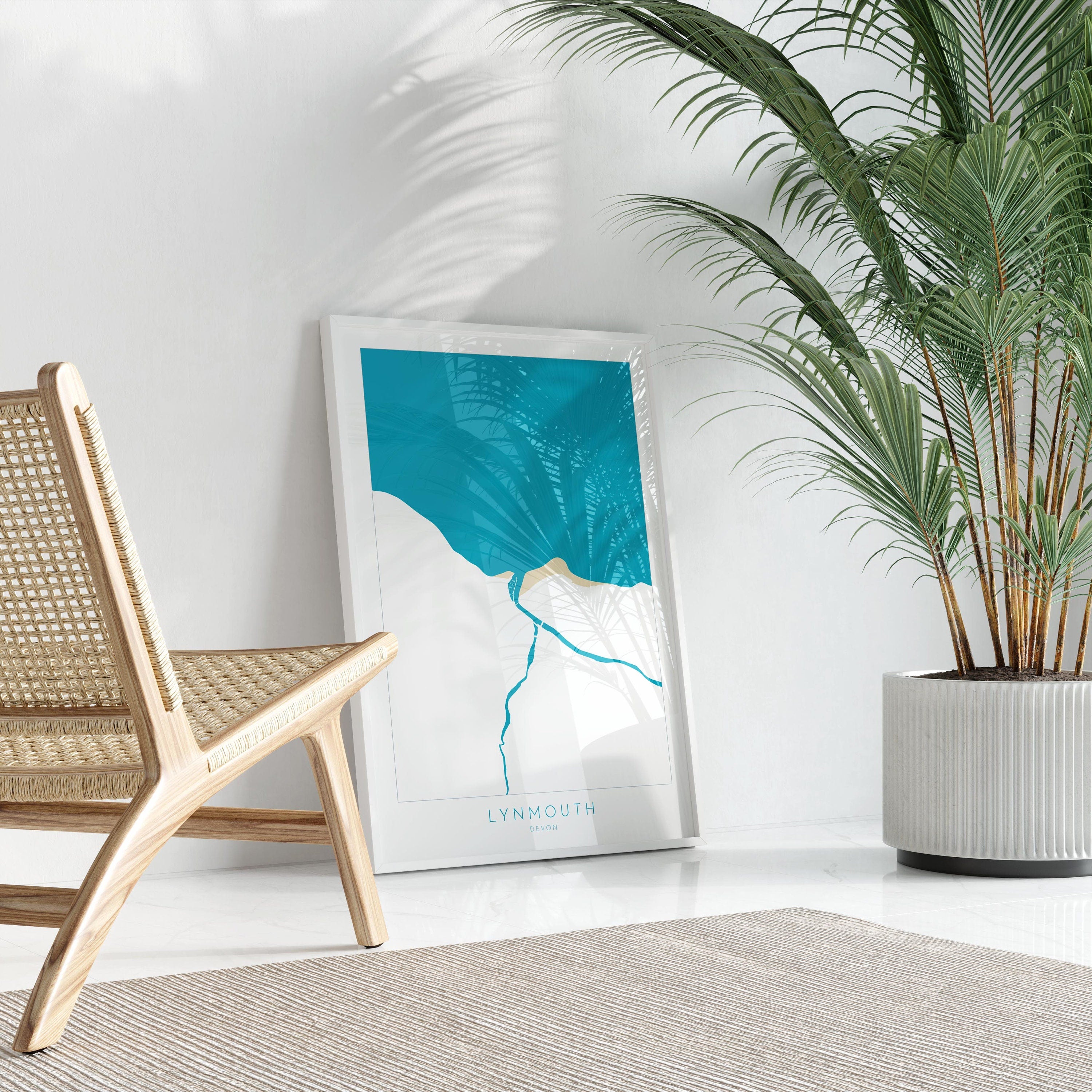 Lynmouth Map Art - Lynmouth Devon Map, North Devon Map Art, Lynmouth Beach, Exmoor Map Art, Lynton Wall Art, Devon River Art, Lynmouth Print