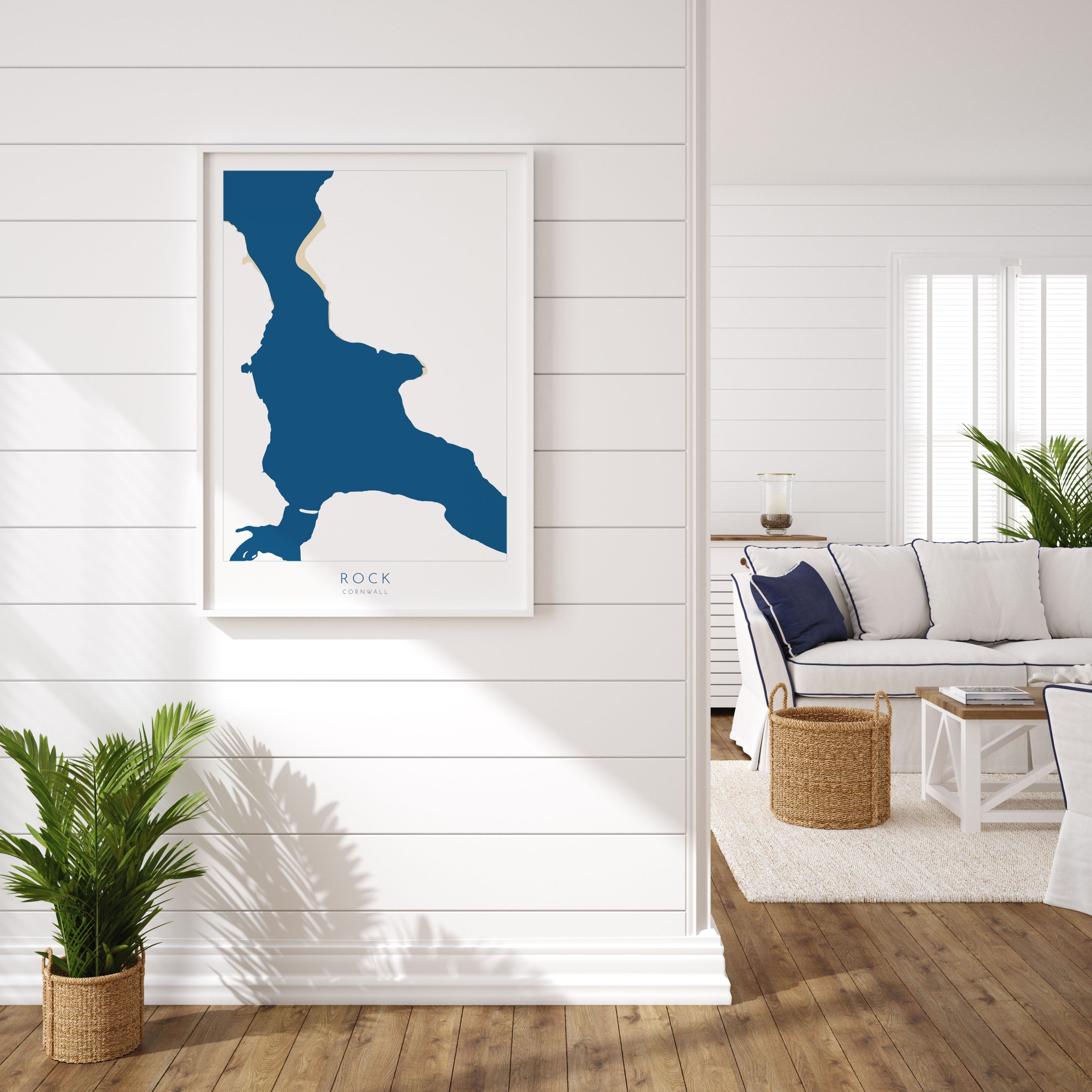 Rock Map Art - Rock Cornwall Map, The Camel Estuary Map Art, Rock Beach Cornwall, Padstow Wall Art, Cornwall River Art, North Cornwall Print