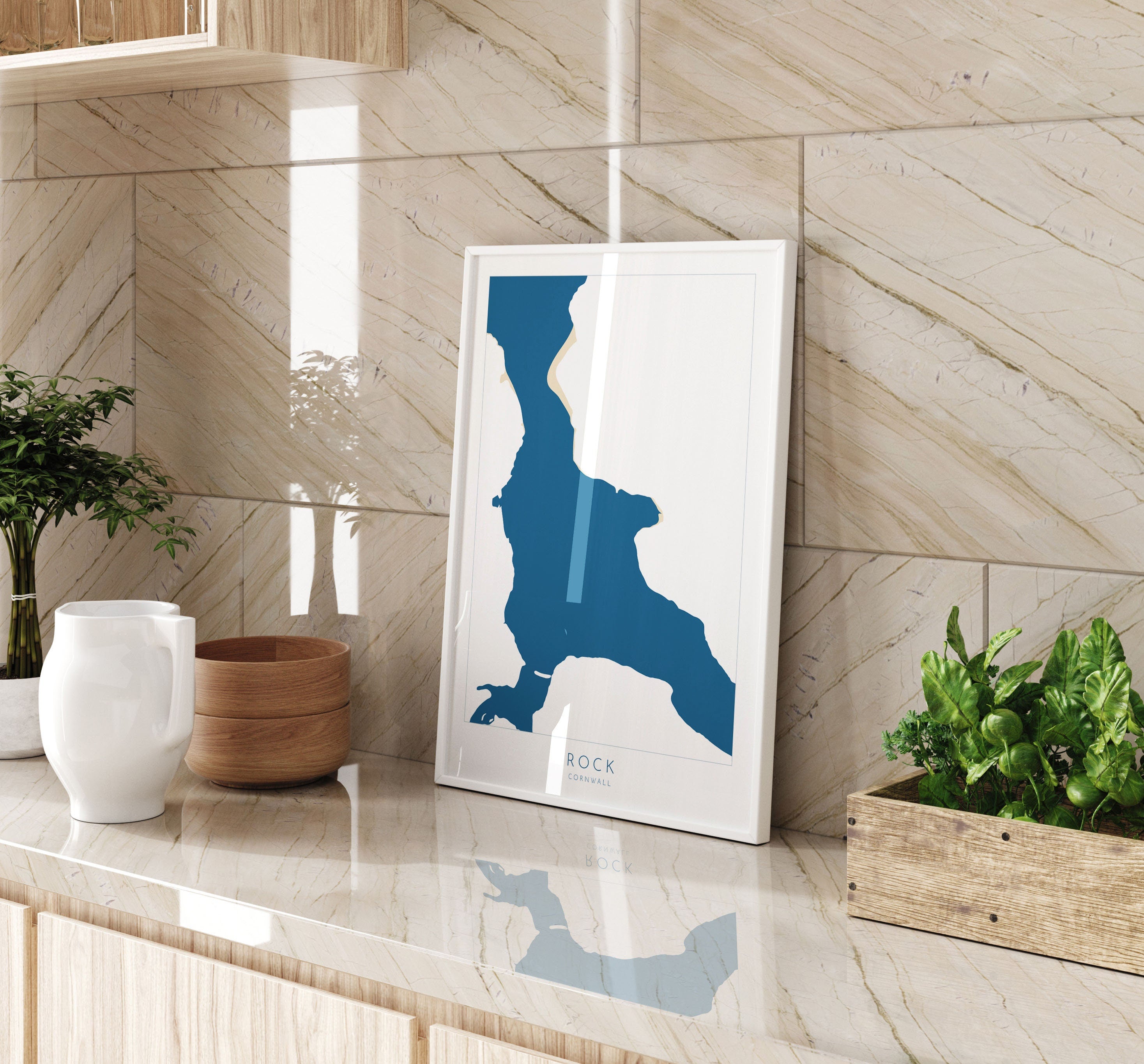 Rock Map Art - Rock Cornwall Map, The Camel Estuary Map Art, Rock Beach Cornwall, Padstow Wall Art, Cornwall River Art, North Cornwall Print