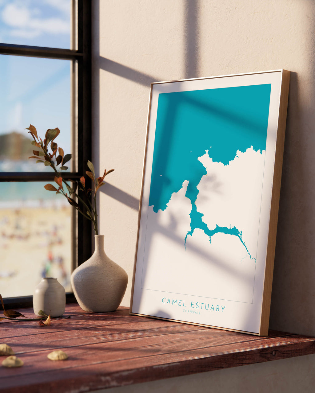 Camel Estuary Map Art - North Cornwall Map, Padstow Map Art, Rock Beach Cornwall, Wadebridge Wall Art, River Art, Polzeath Poster, River Map
