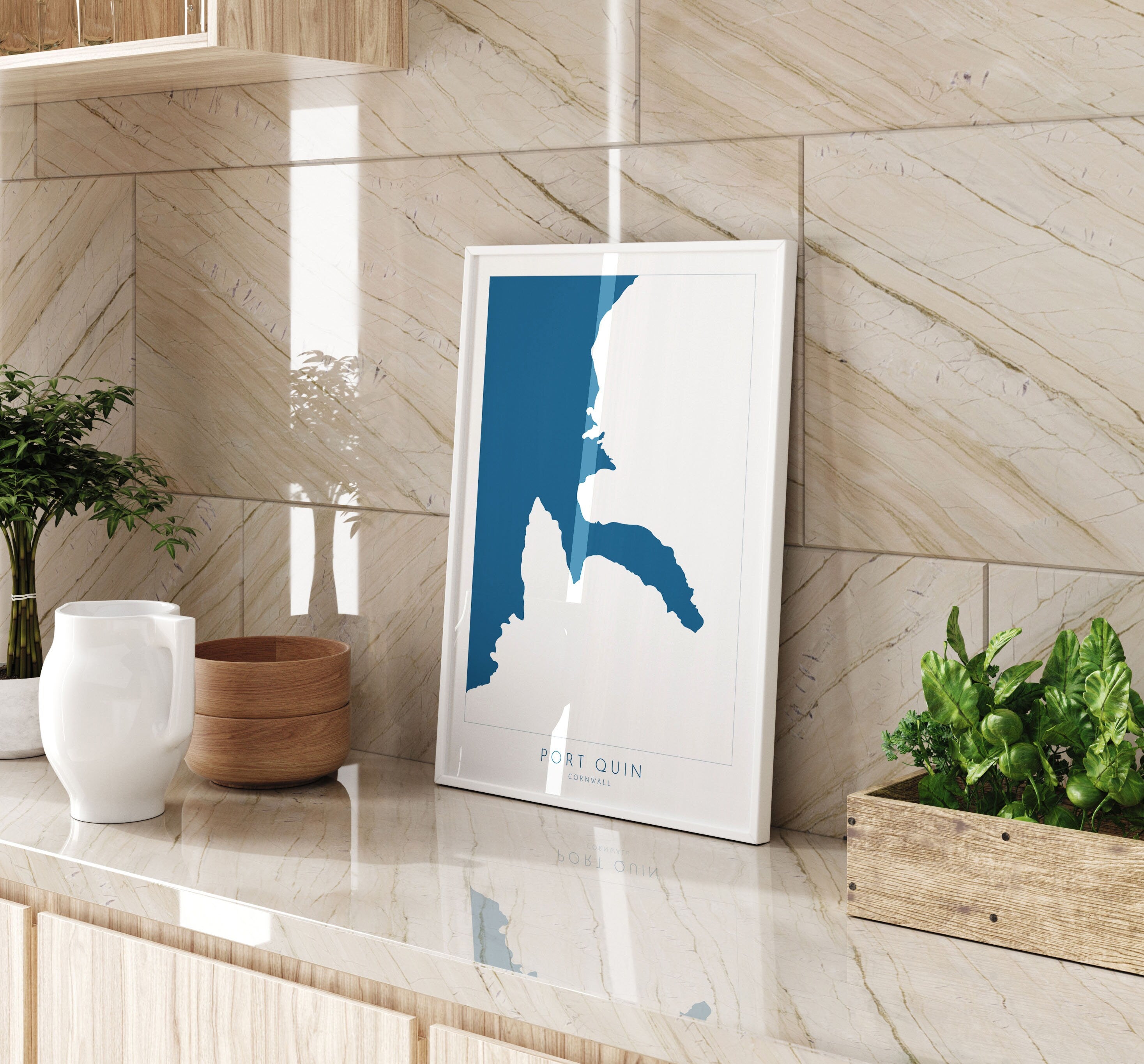 Port Quin Map Art - North Cornwall Coast Map, Port Quin Cornwall, Port Quin Wall Art, Cornwall Beach Art, Port Quin Poster, Cornish Art