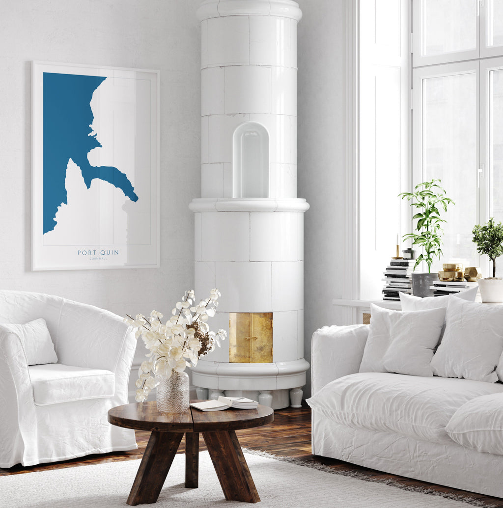 Port Quin Map Art - North Cornwall Coast Map, Port Quin Cornwall, Port Quin Wall Art, Cornwall Beach Art, Port Quin Poster, Cornish Art