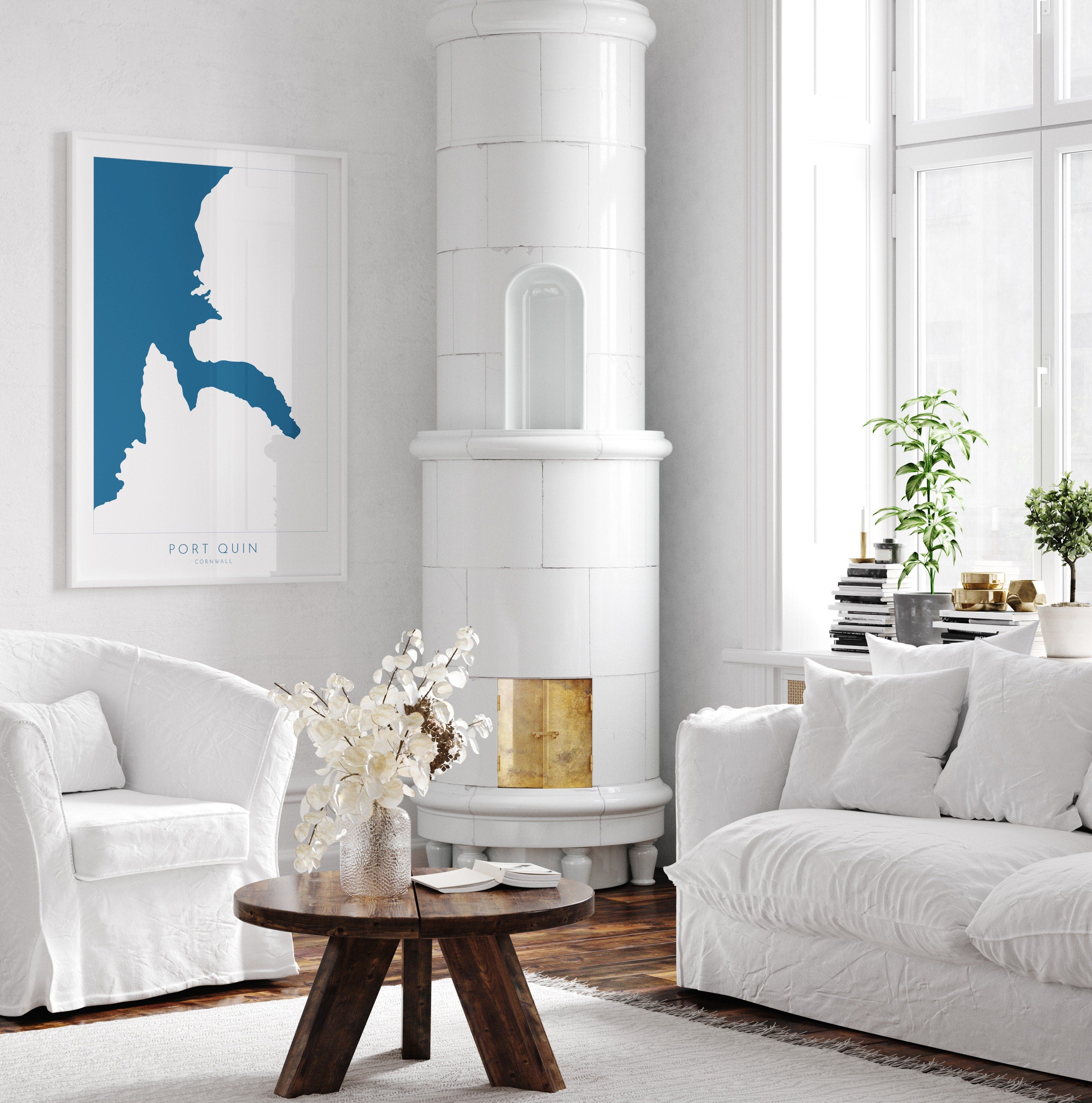 Port Quin Map Art - North Cornwall Coast Map, Port Quin Cornwall, Port Quin Wall Art, Cornwall Beach Art, Port Quin Poster, Cornish Art