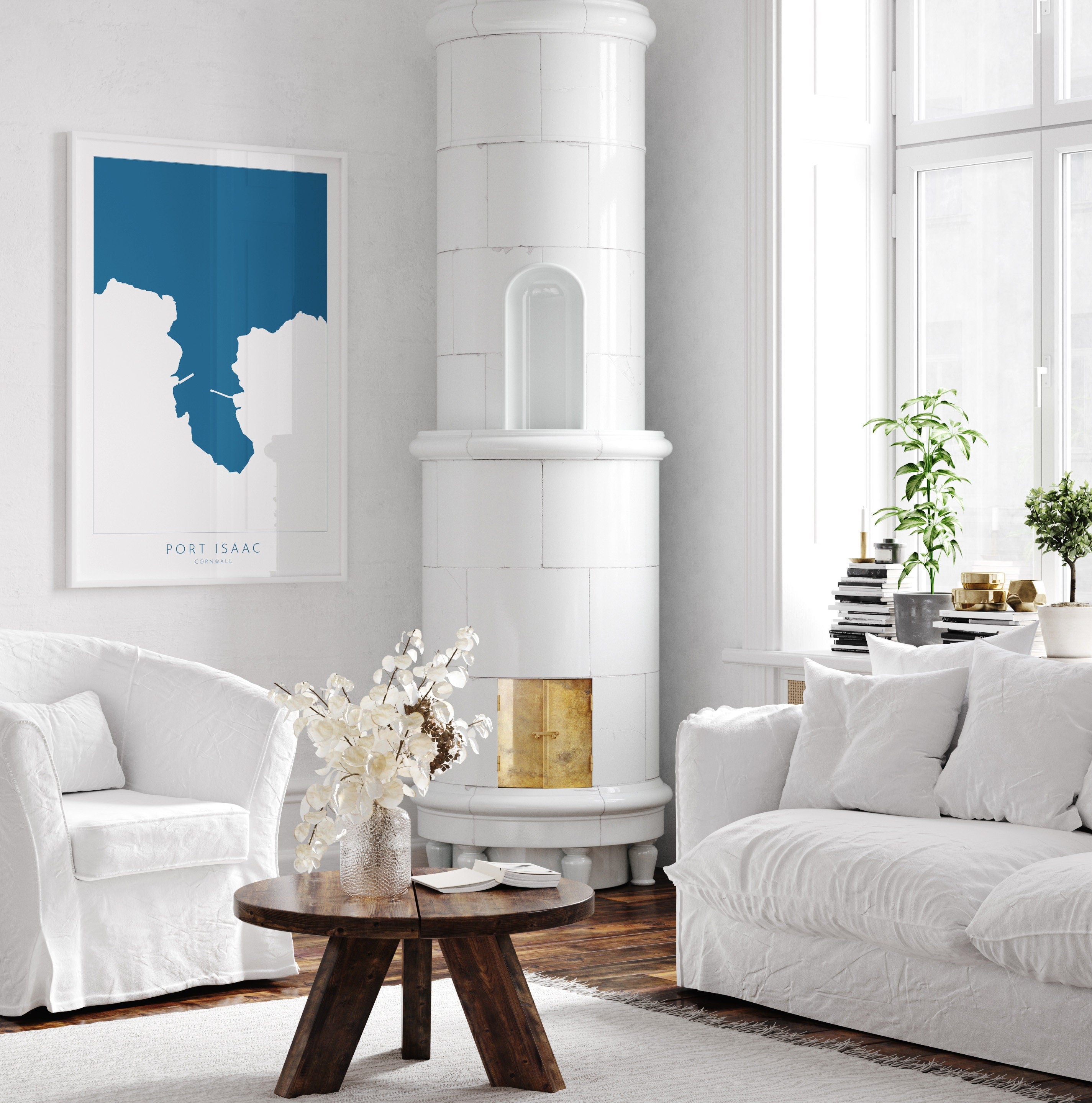 Port Isaac Map Art - North Cornwall Map, Port Isaac Print Cornwall, Port Isaac Wall Art, Beach Art, Port Isaac Poster, Cornish Art, Cornwall