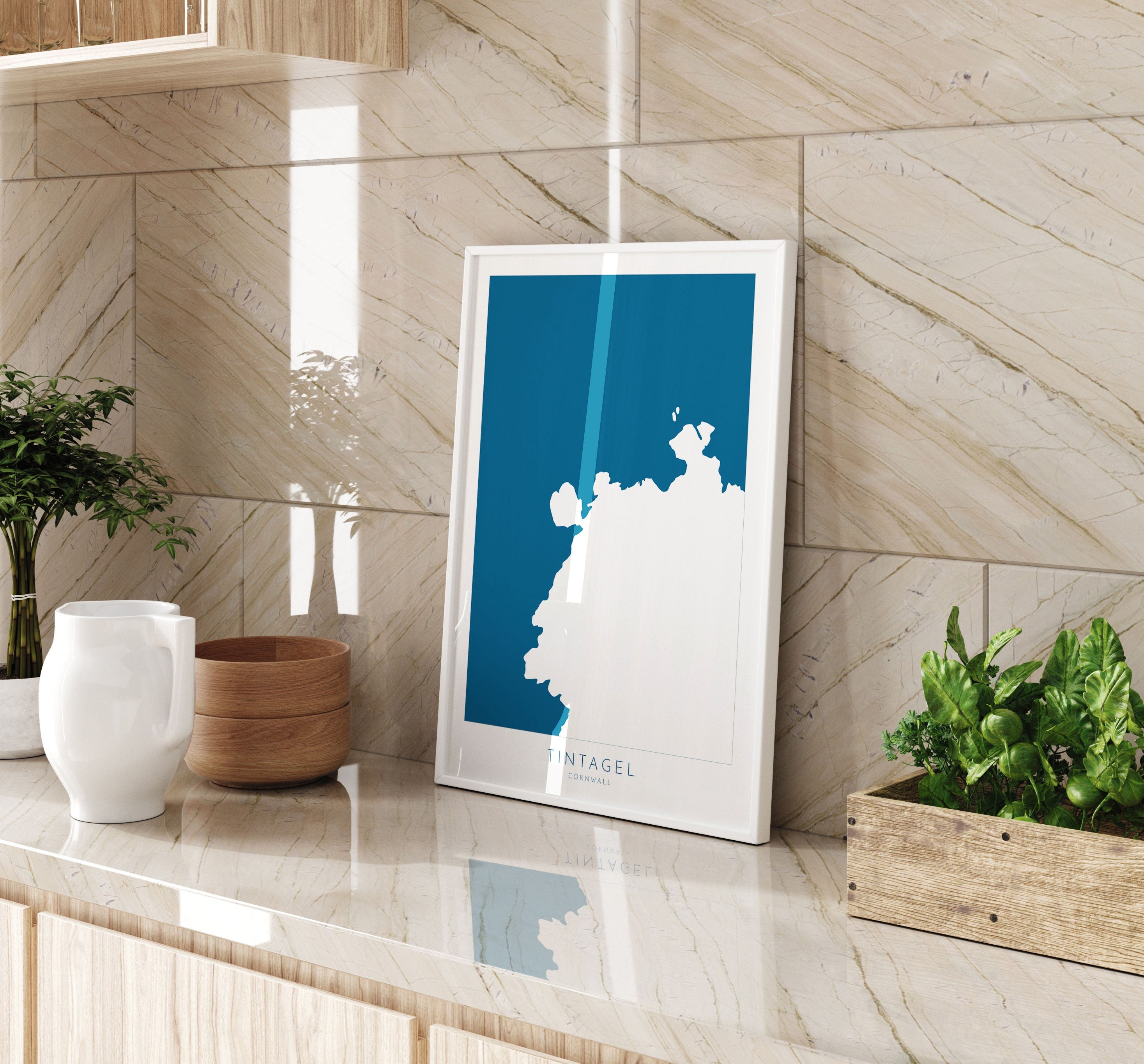 Tintagel Map Art - North Cornwall Map, Tintagel Castle Print Cornwall, Tintagel Wall Art, Cornish Coast Map, Tintagel Poster, Coastal Art