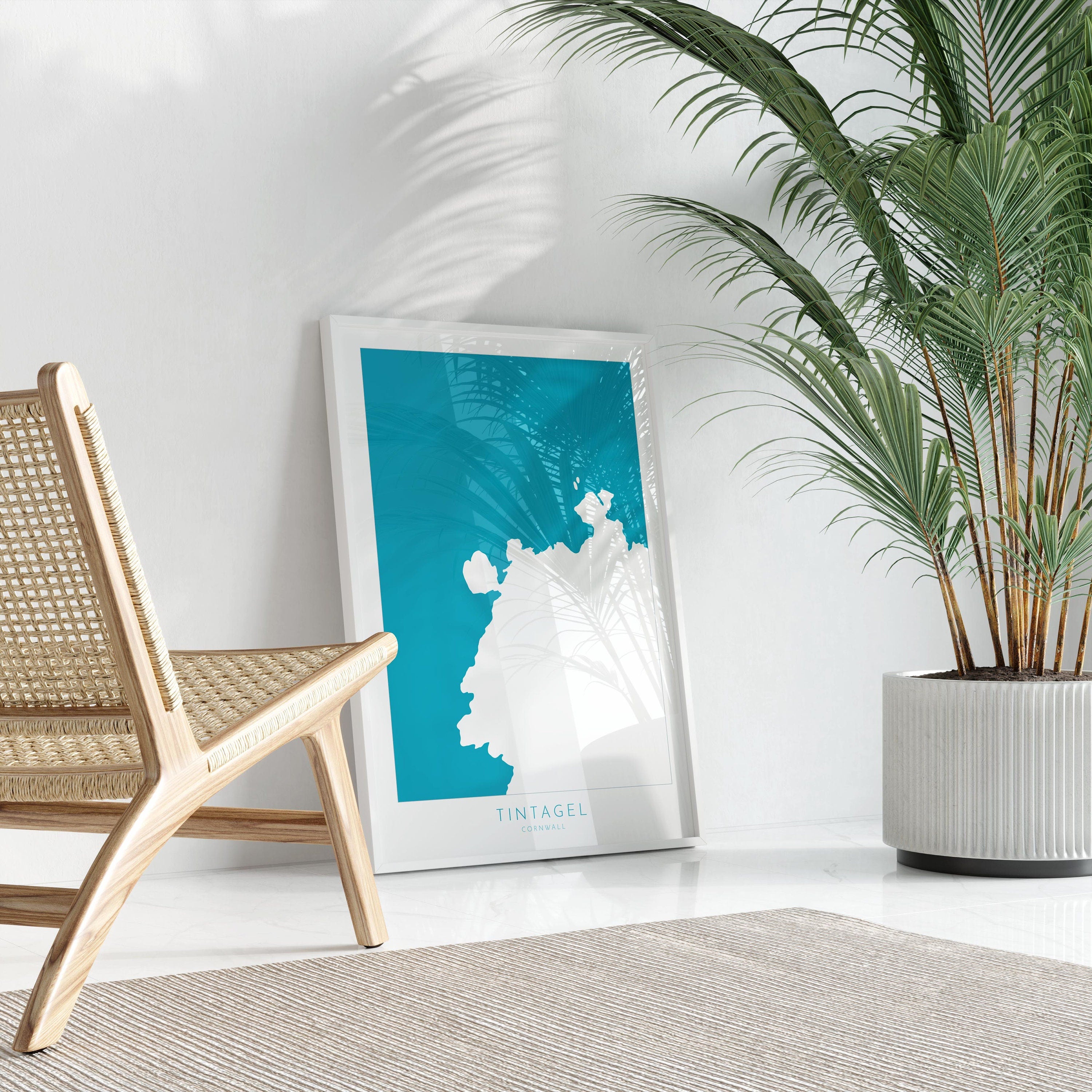 Tintagel Map Art - North Cornwall Map, Tintagel Castle Print Cornwall, Tintagel Wall Art, Cornish Coast Map, Tintagel Poster, Coastal Art