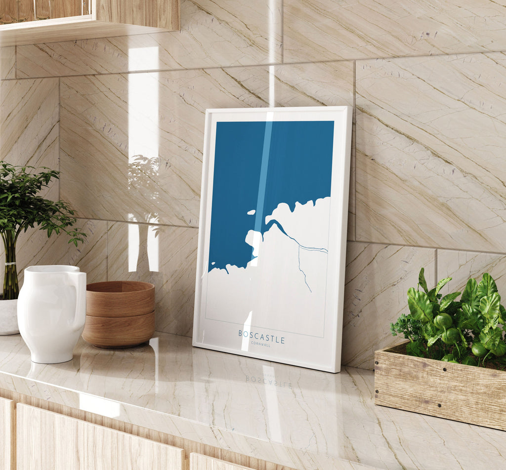 Boscastle Map Art - Cornwall Map, Boscastle Print Cornwall, River Map, Boscastle Harbour, Cornish Coast Map, Boscastle Art, Coastal Art