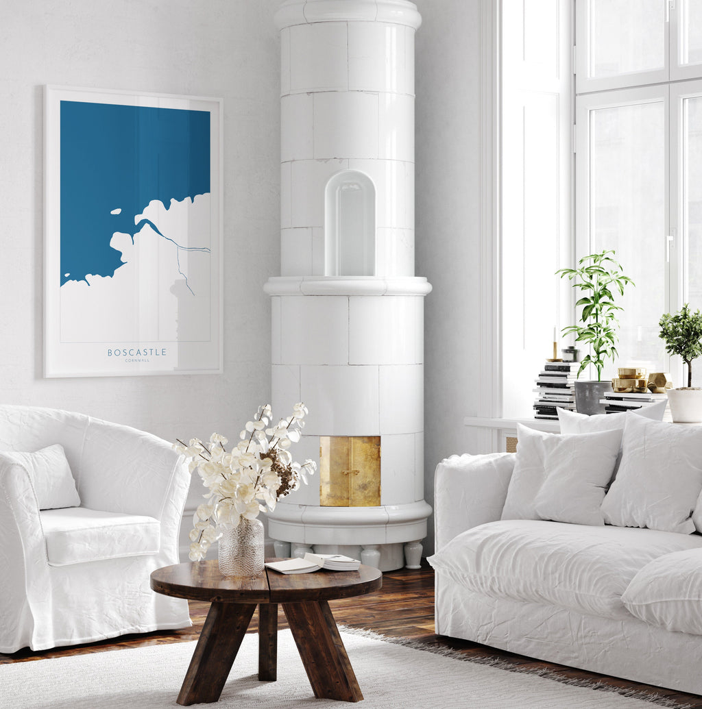 Boscastle Map Art - Cornwall Map, Boscastle Print Cornwall, River Map, Boscastle Harbour, Cornish Coast Map, Boscastle Art, Coastal Art