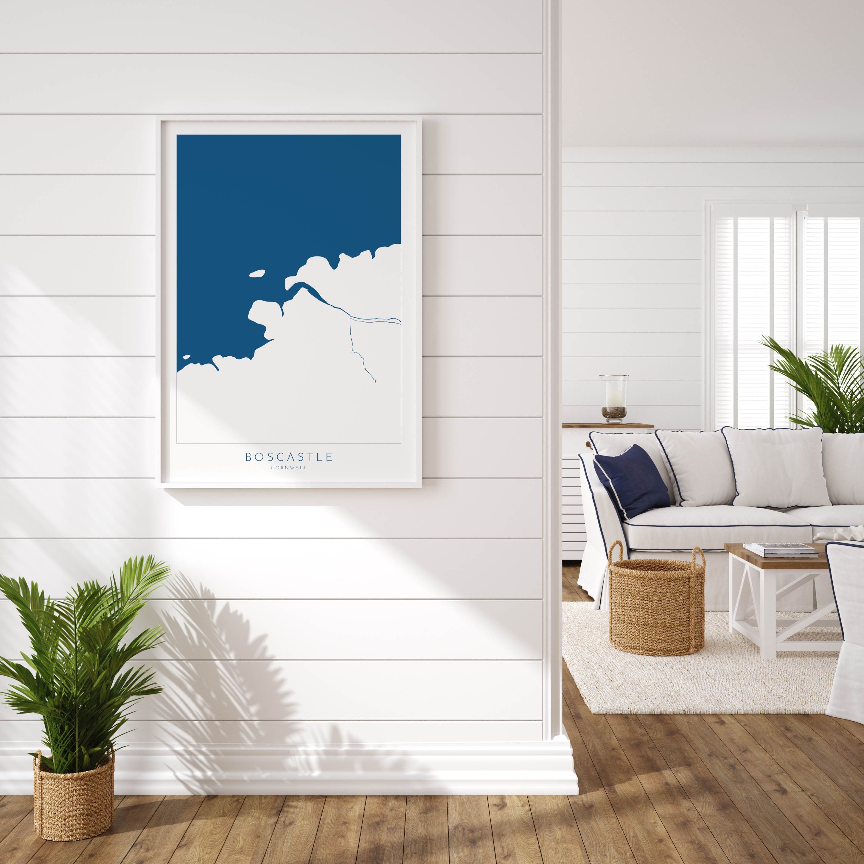 Boscastle Map Art - Cornwall Map, Boscastle Print Cornwall, River Map, Boscastle Harbour, Cornish Coast Map, Boscastle Art, Coastal Art