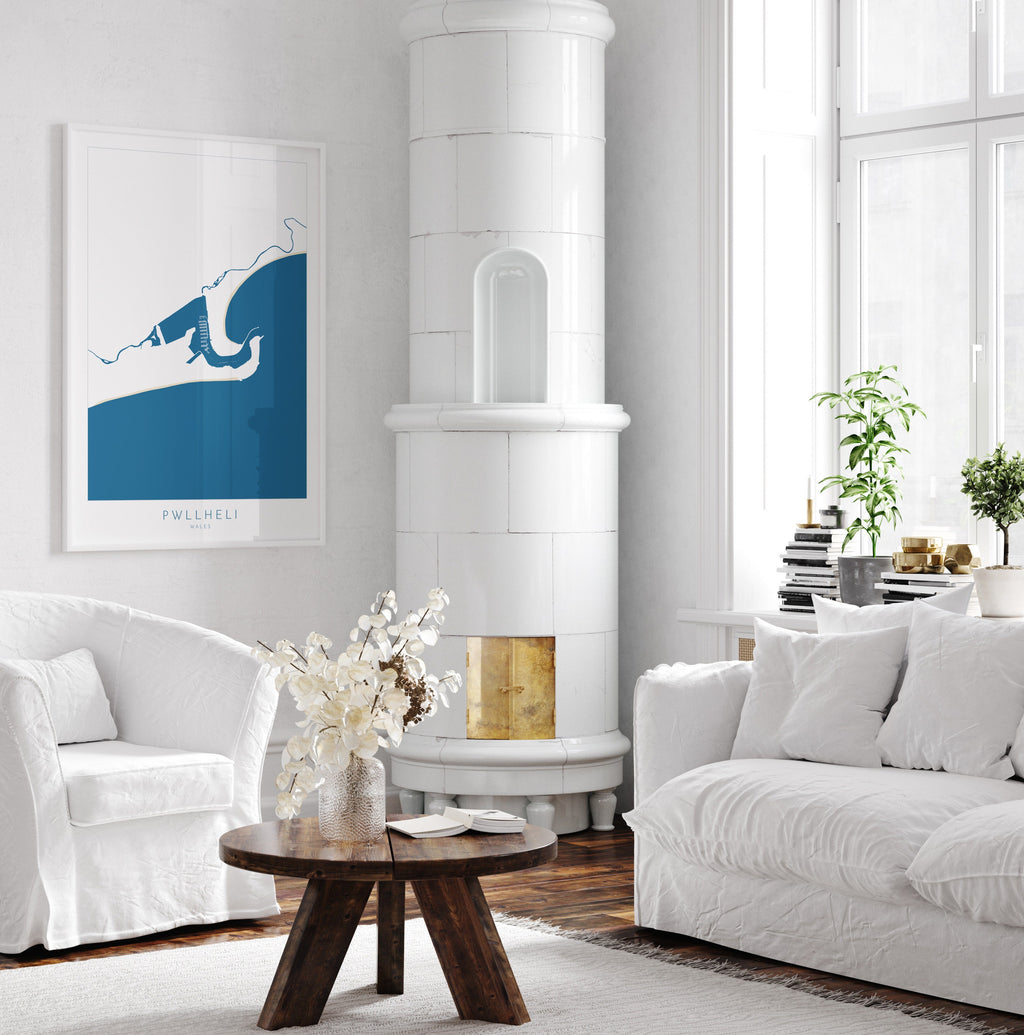 Pwllheli Map Art - Wales Map, Pwllheli Art Print, Pwllheli Beach Print, Wales Coast Map, Wales Art, Pwllheli Print, Llŷn Peninsula Map