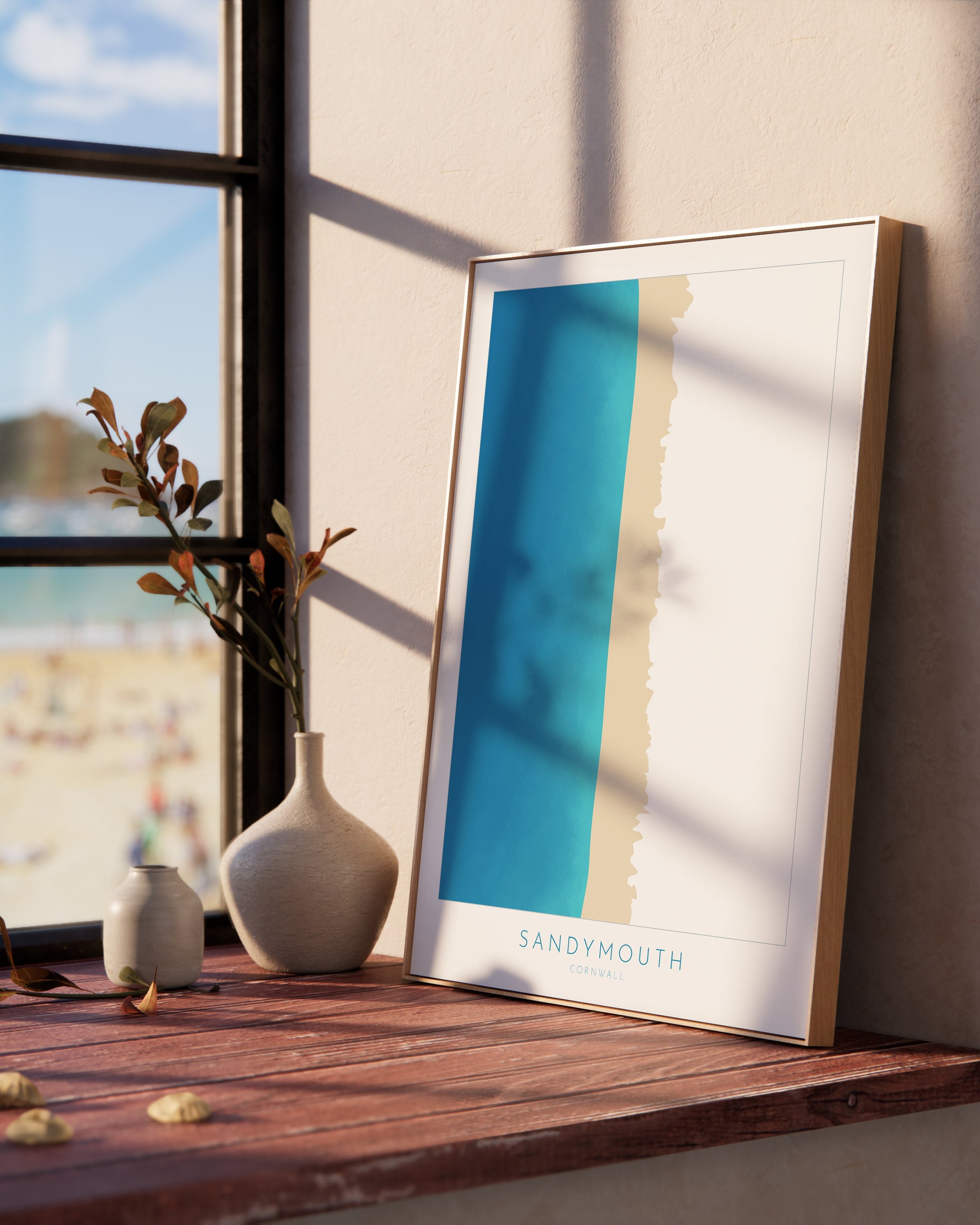 Sandymouth Bay Map Art- Cornwall Map, Sandymouth Beach Art Print, Bude Map Cornwall, Bude Beach Art, Cornish Coast Map, North Cornwall Print