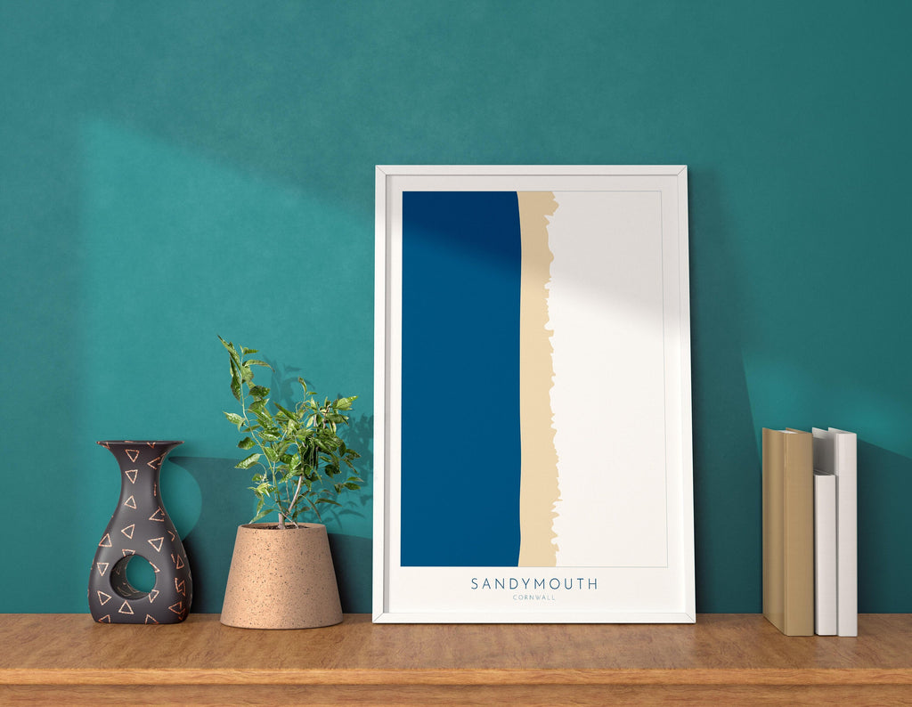 Sandymouth Bay Map Art- Cornwall Map, Sandymouth Beach Art Print, Bude Map Cornwall, Bude Beach Art, Cornish Coast Map, North Cornwall Print